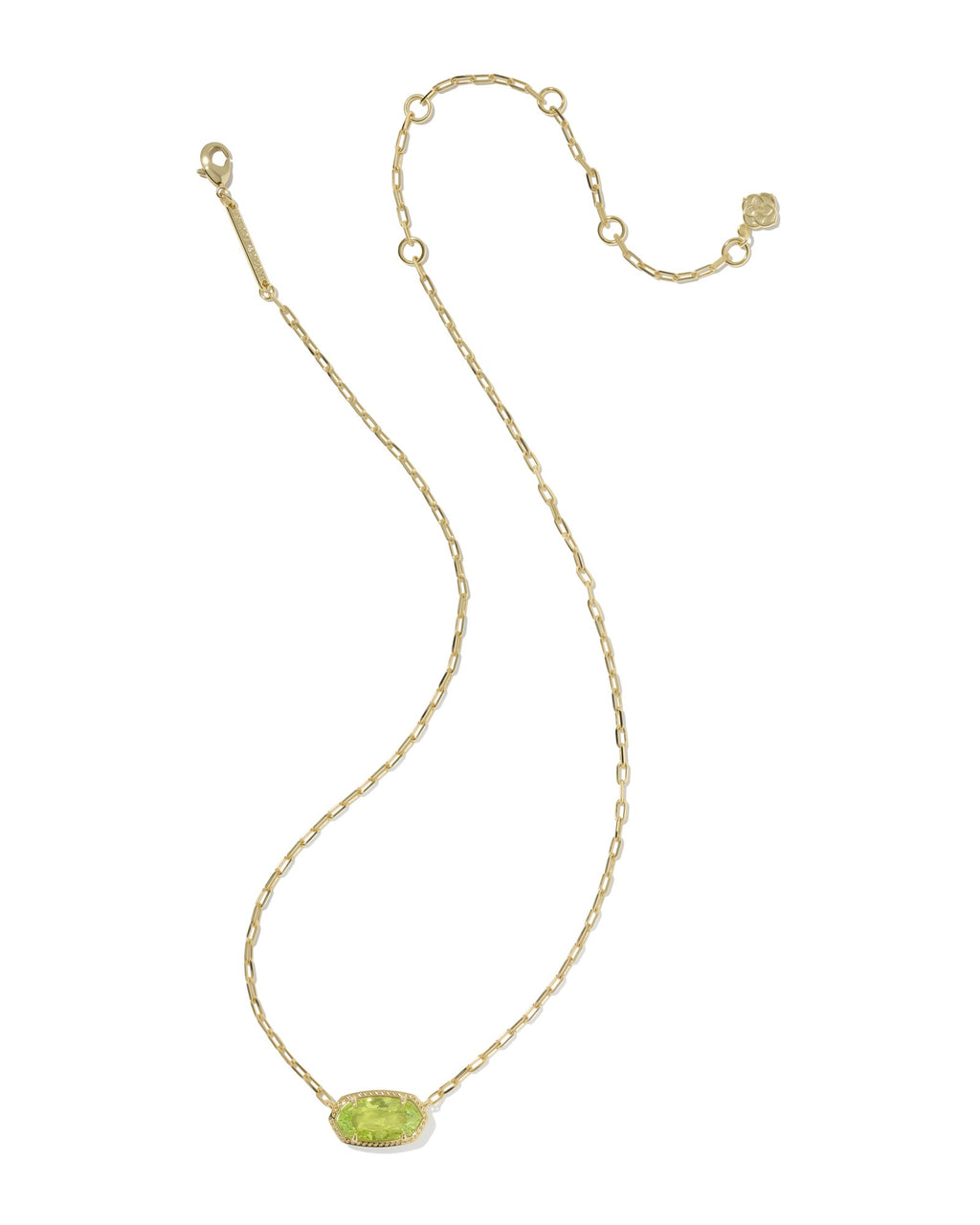 Kendra Scott Elisa Luxe Short Pendant Necklace - Gold Light Green CZ