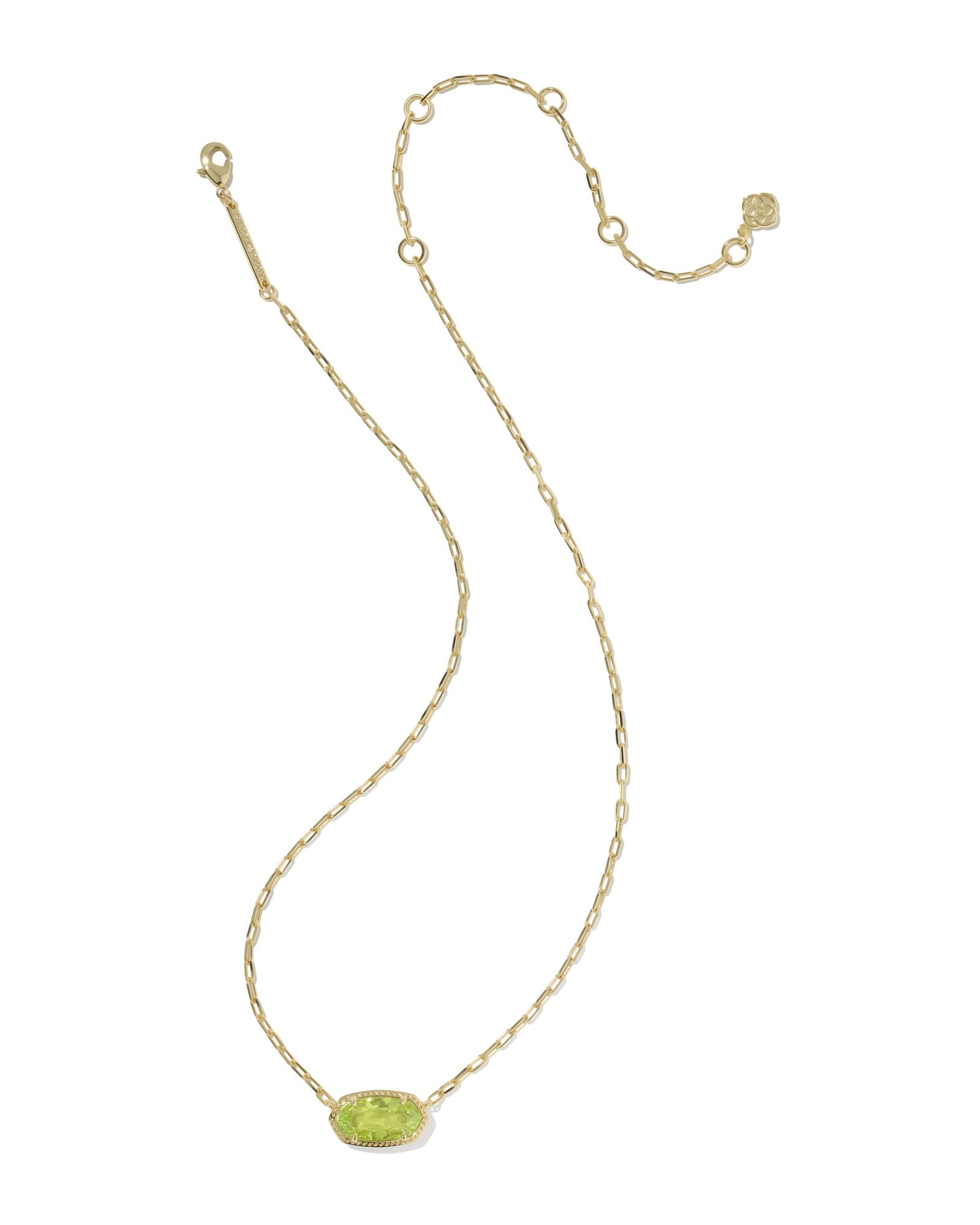 Kendra Scott Elisa Luxe Short Pendant Necklace - Gold Light Green CZ