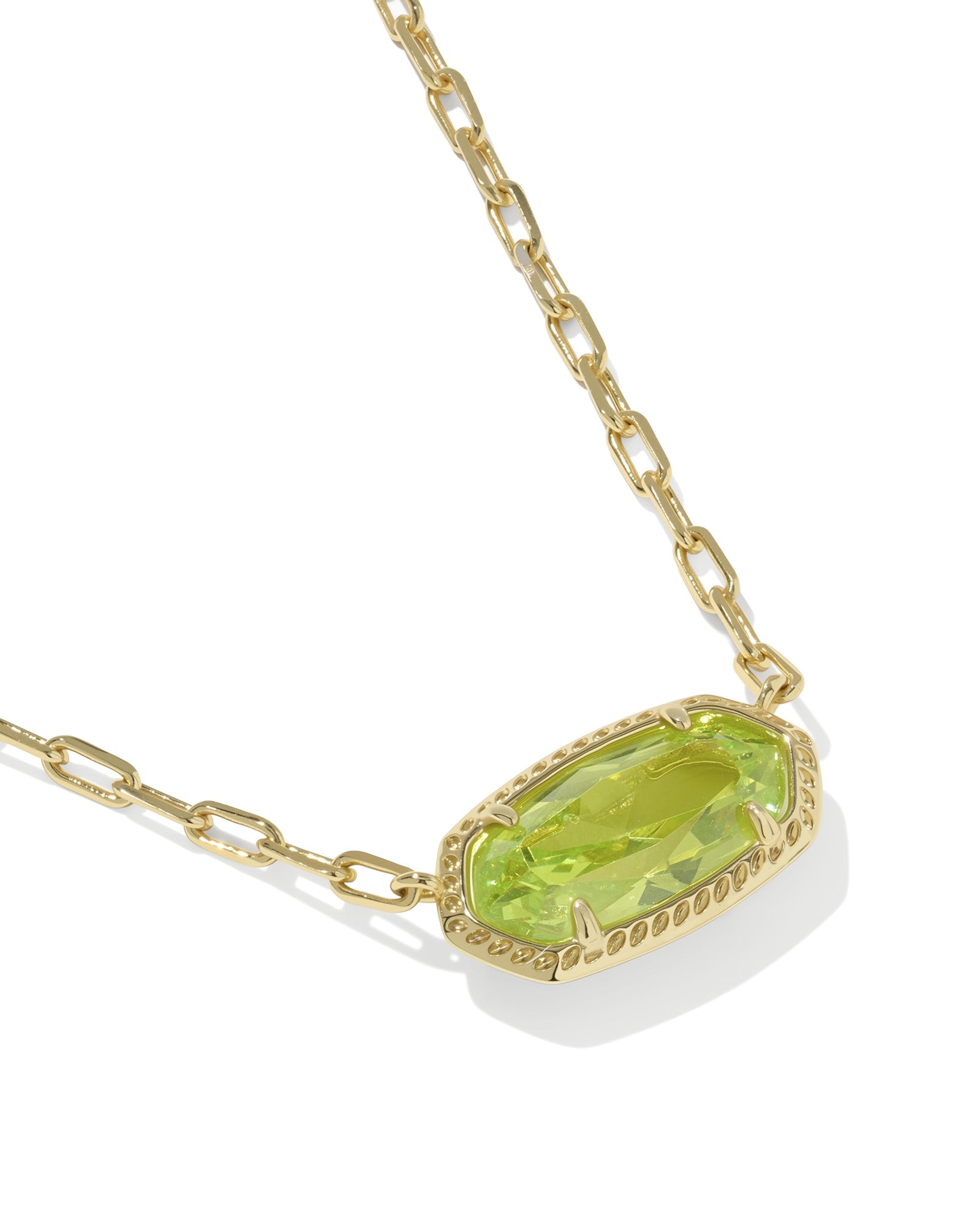 Kendra Scott Elisa Luxe Short Pendant Necklace - Gold Light Green CZ