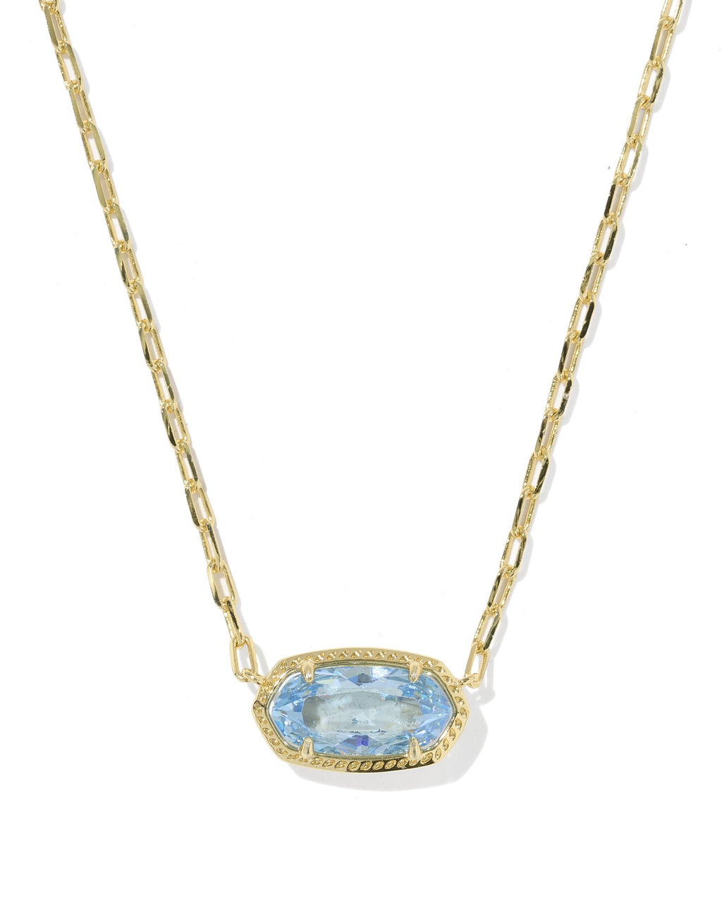 Kendra Scott Elisa Luxe Short Pendant Necklace - Gold Light Blue CZ