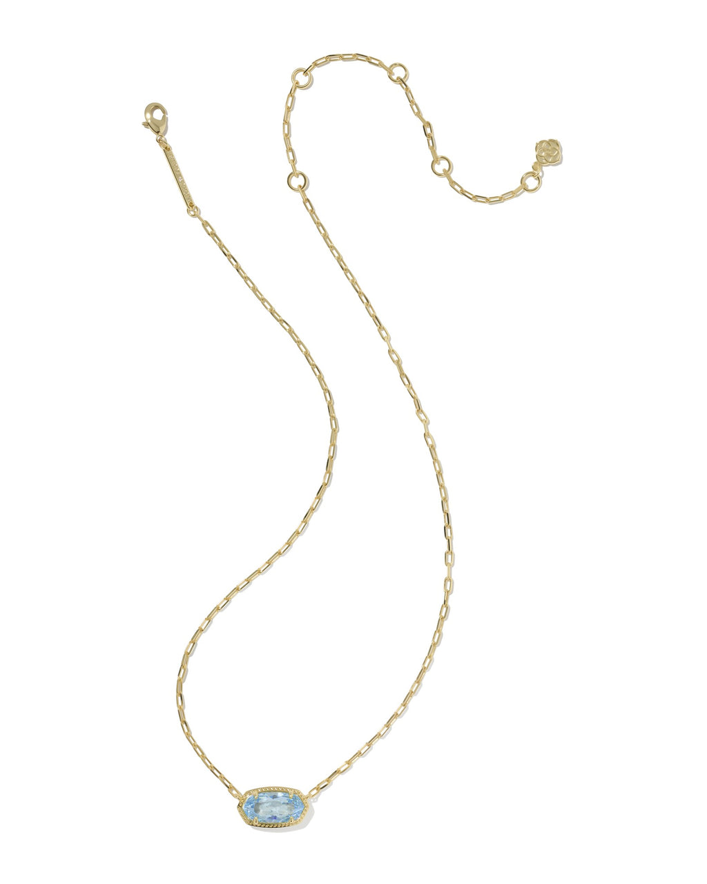 Kendra Scott Elisa Luxe Short Pendant Necklace - Gold Light Blue CZ
