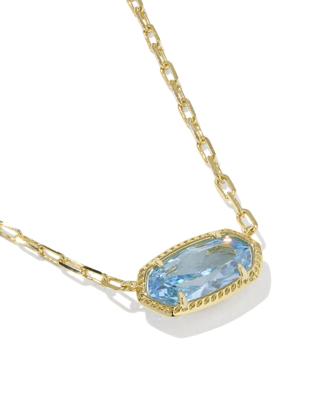 Kendra Scott Elisa Luxe Short Pendant Necklace - Gold Light Blue CZ