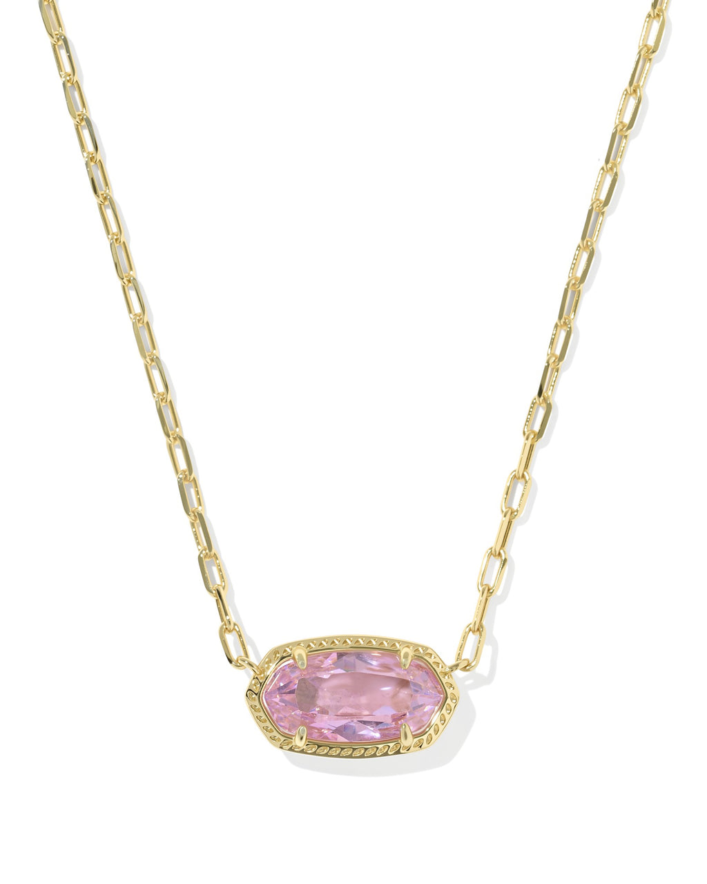Kendra Scott Elisa Luxe Short Pendant Necklace - Gold Light Pink CZ