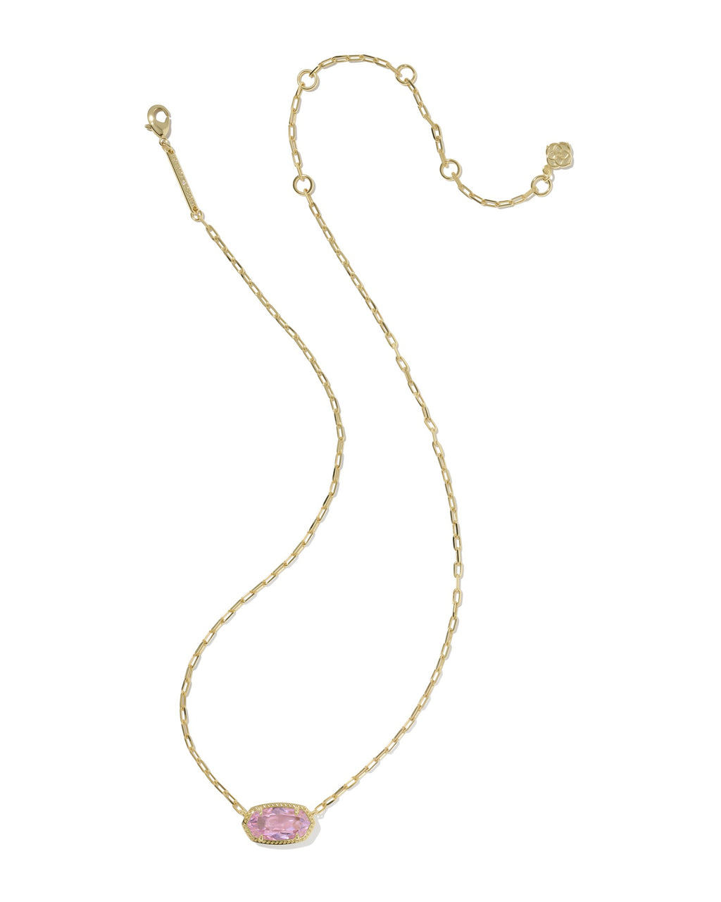 Kendra Scott Elisa Luxe Short Pendant Necklace - Gold Light Pink CZ