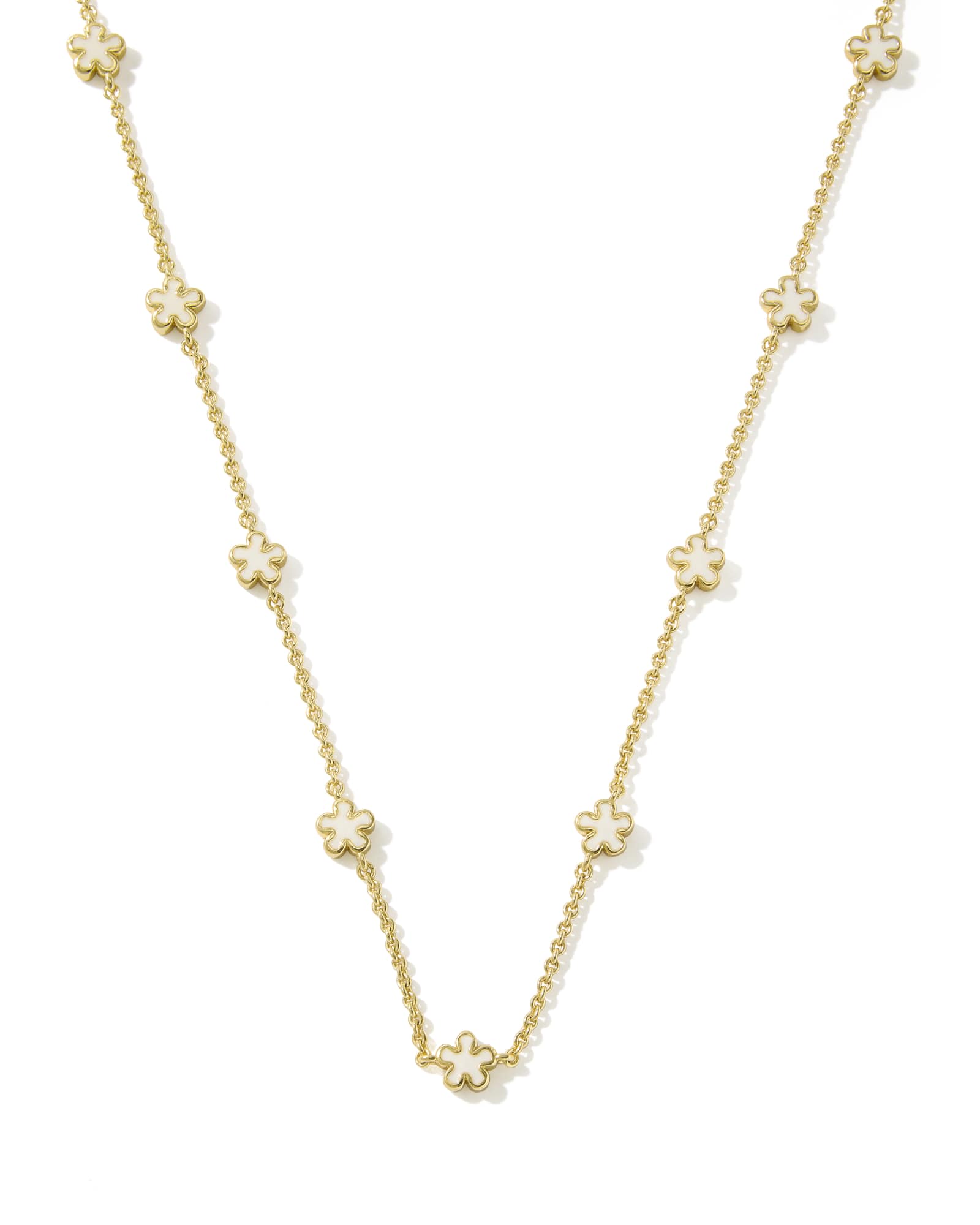 Kendra Scott Jane Strand Necklace - Gold White Enamel