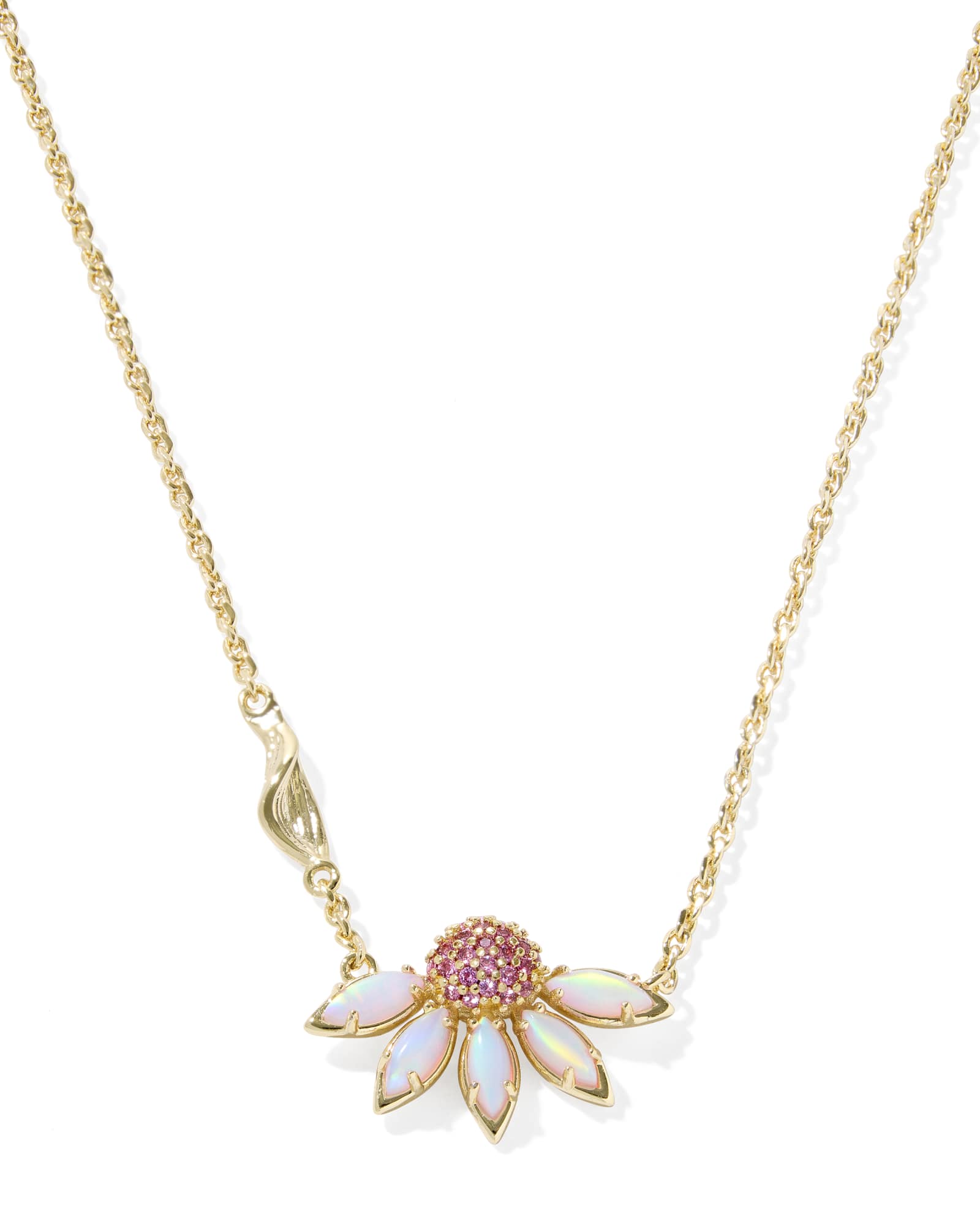 Kendra Scott Anya Flower Short Pendant Necklace - Gold Light Pink Mix