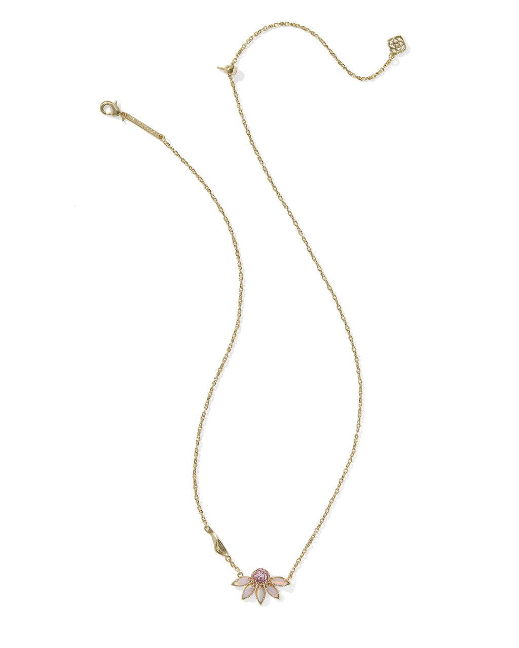 Kendra Scott Anya Flower Short Pendant Necklace - Gold Light Pink Mix