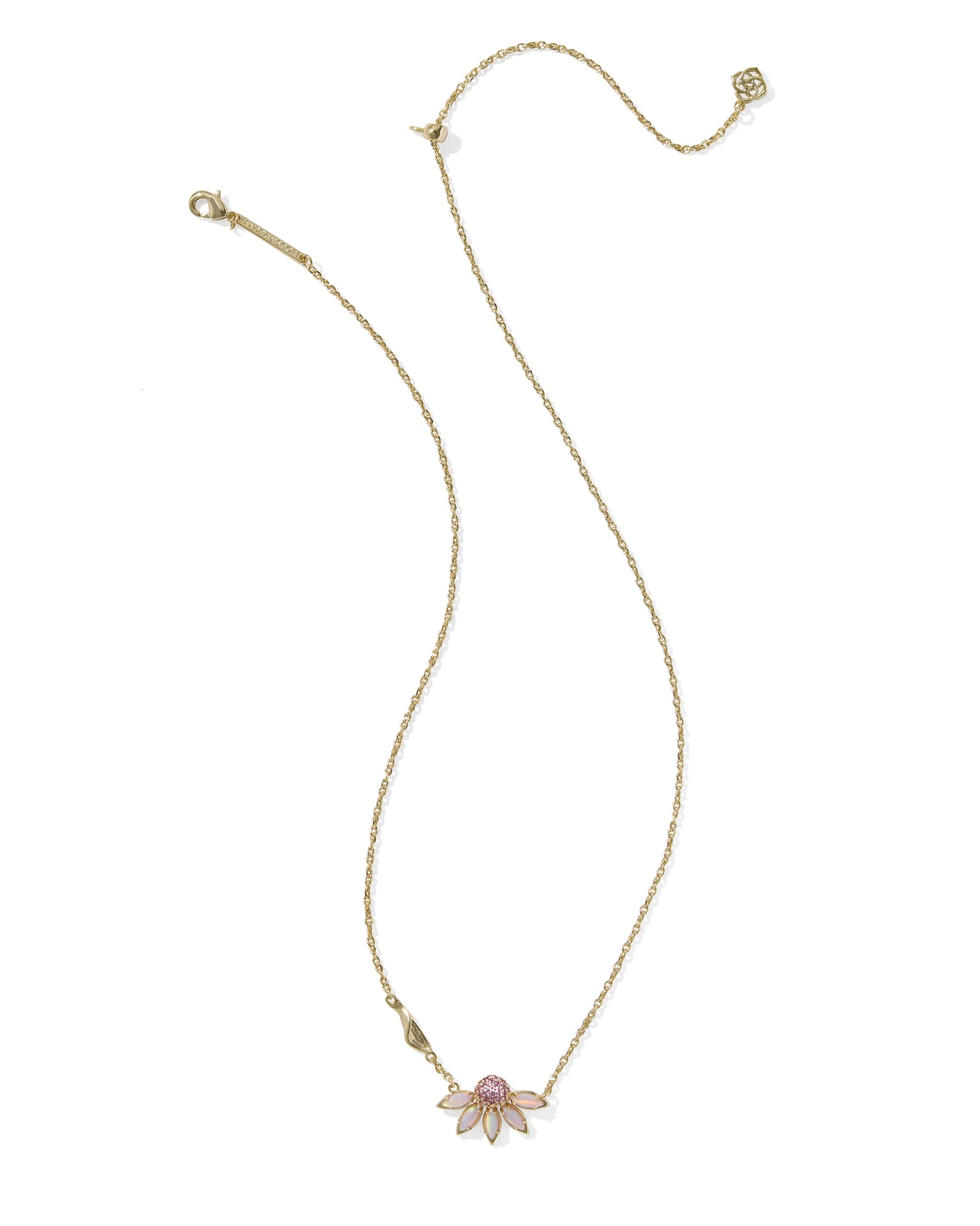 Kendra Scott Anya Flower Short Pendant Necklace - Gold Light Pink Mix