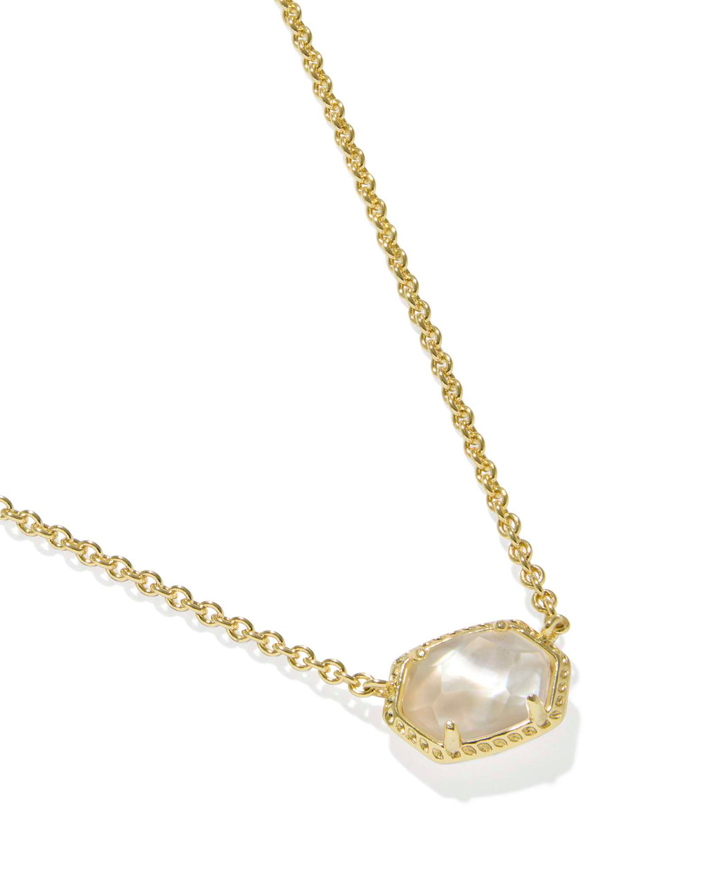 Kendra Scott Daphne Frame Short Pendant Necklace - Gold Ivory Mother Of Pearl