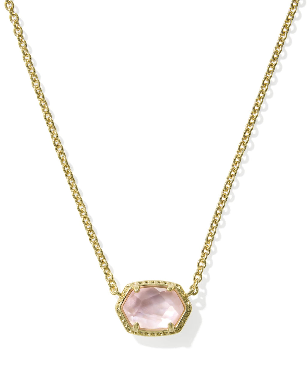 Kendra Scott Daphne Frame Short Pendant Necklace - Gold Light Pink Mother Of Pearl