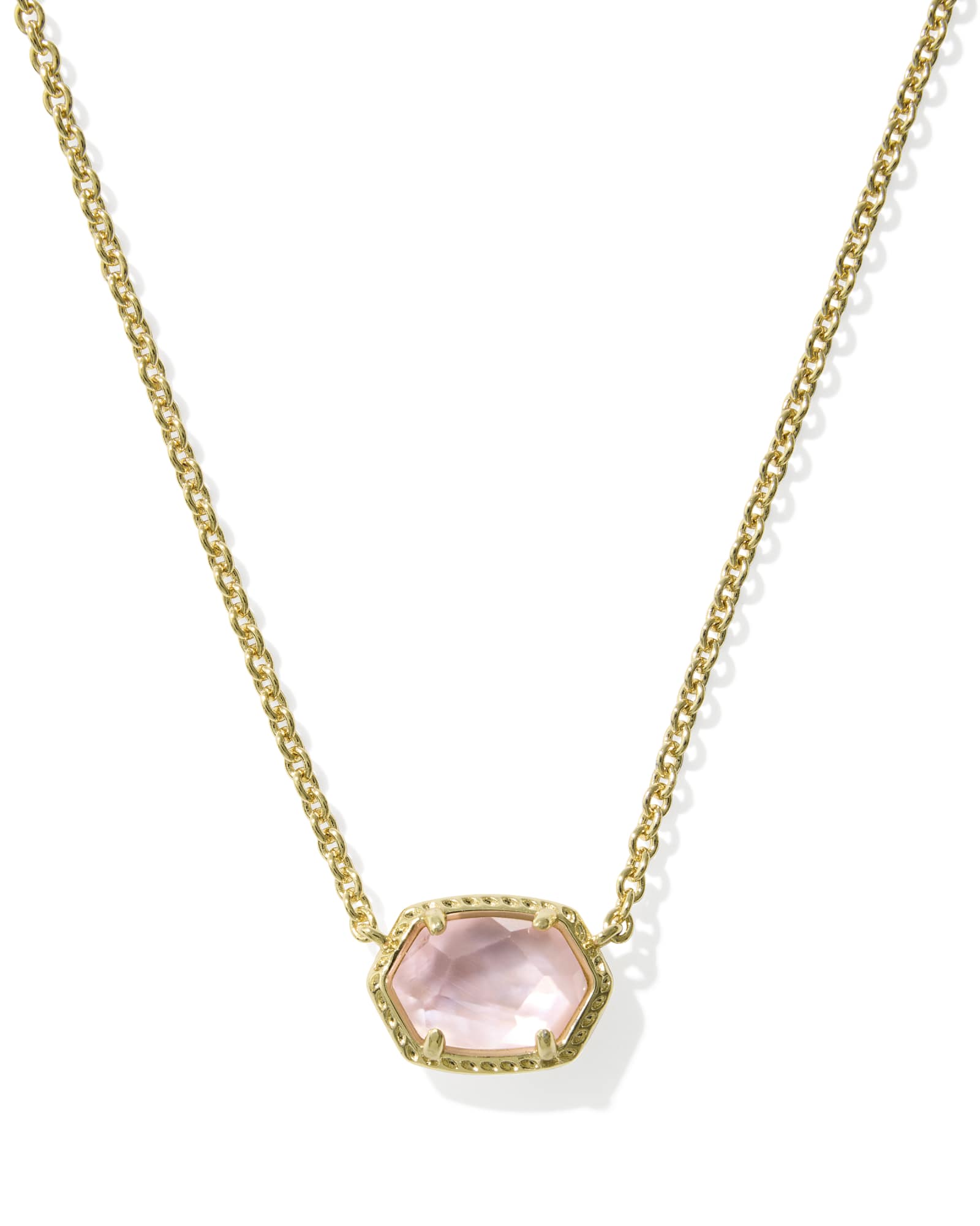 Kendra Scott Daphne Frame Short Pendant Necklace - Gold Light Pink Mother Of Pearl