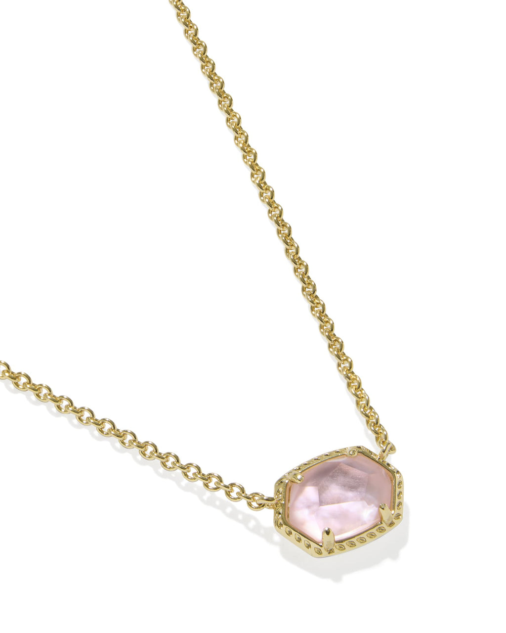Kendra Scott Daphne Frame Short Pendant Necklace - Gold Light Pink Mother Of Pearl