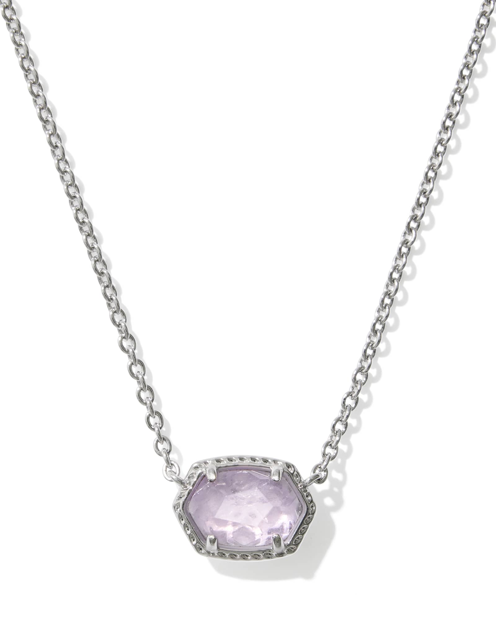 Kendra Scott Daphne Frame Short Pendant Necklace - Silver Purple Amethyst