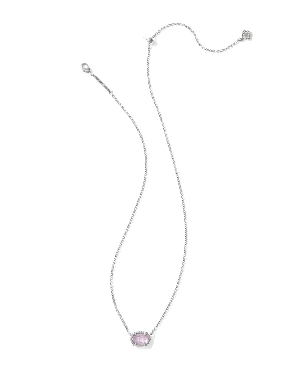 Kendra Scott Daphne Frame Short Pendant Necklace - Silver Purple Amethyst