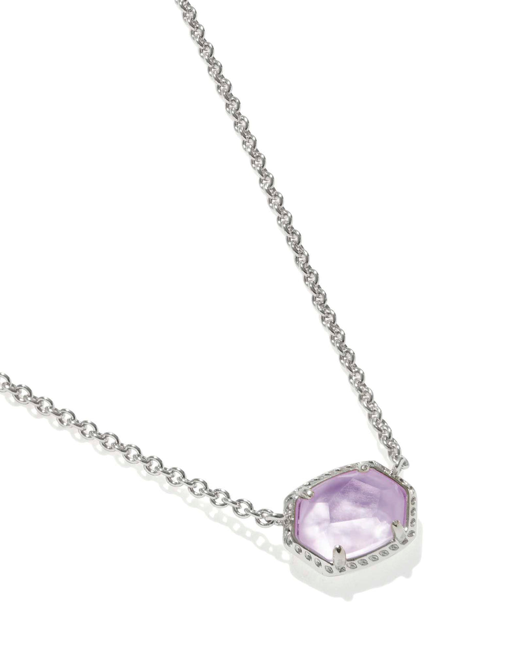Kendra Scott Daphne Frame Short Pendant Necklace - Silver Purple Amethyst