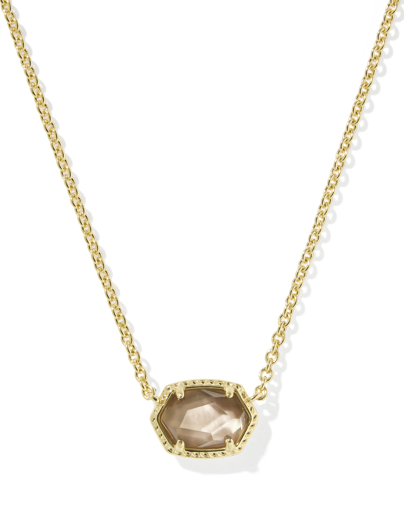 Kendra Scott Daphne Frame Short Pendant Necklace - Gold Taupe Mother Of Pearl
