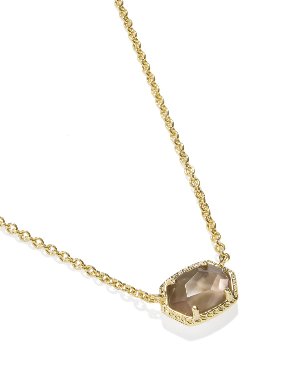 Kendra Scott Daphne Frame Short Pendant Necklace - Gold Taupe Mother Of Pearl