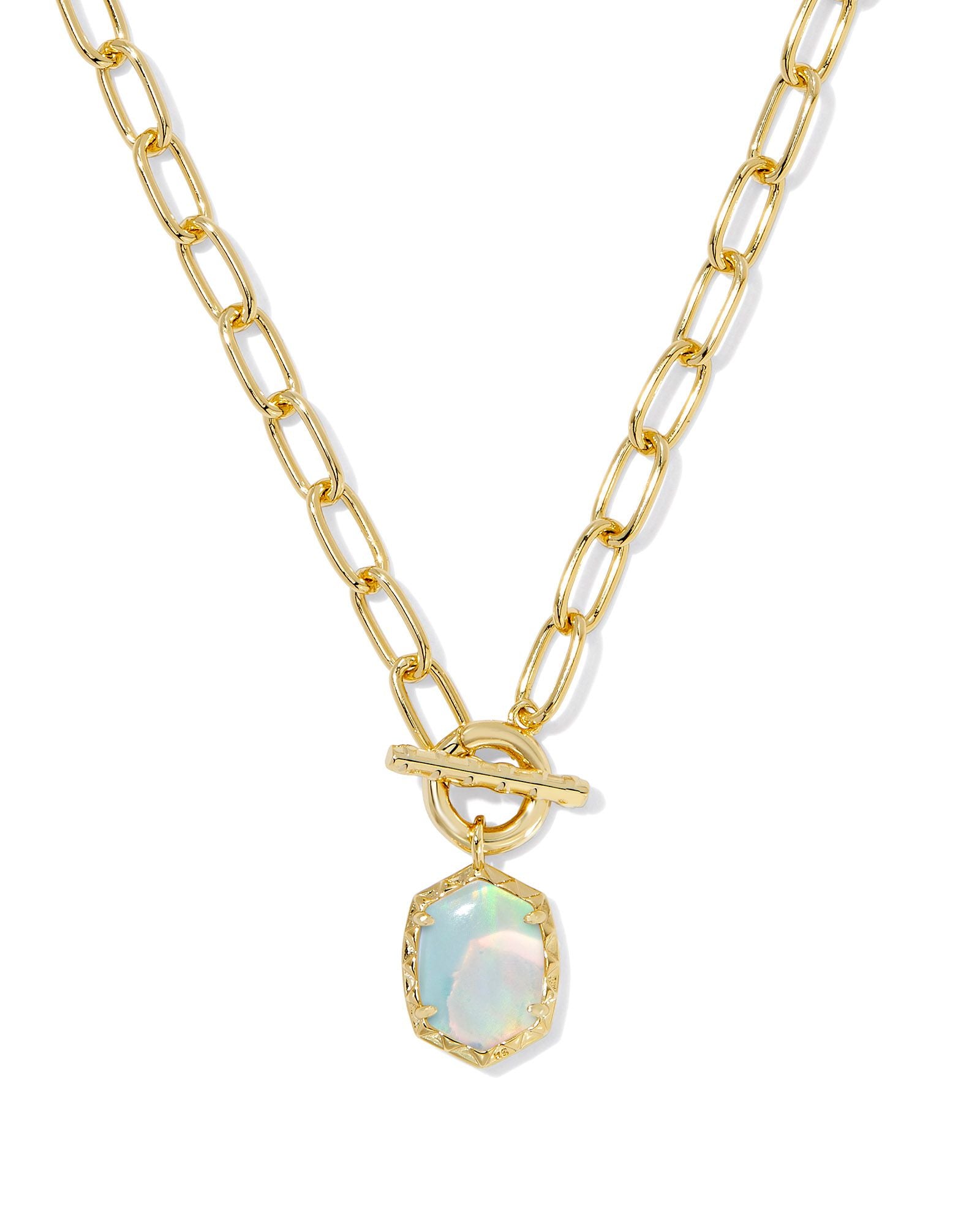 Kendra Scott Daphne Link And Chain Necklace - Gold White Opalescent Resin