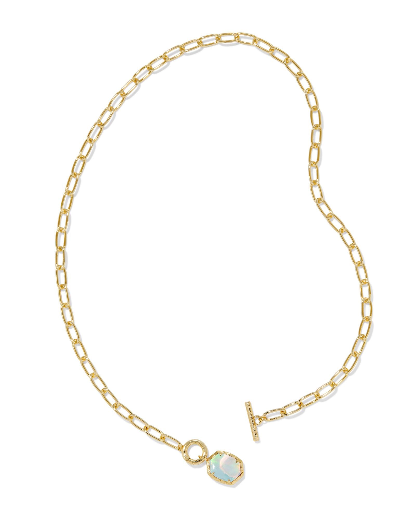 Kendra Scott Daphne Link And Chain Necklace - Gold White Opalescent Resin