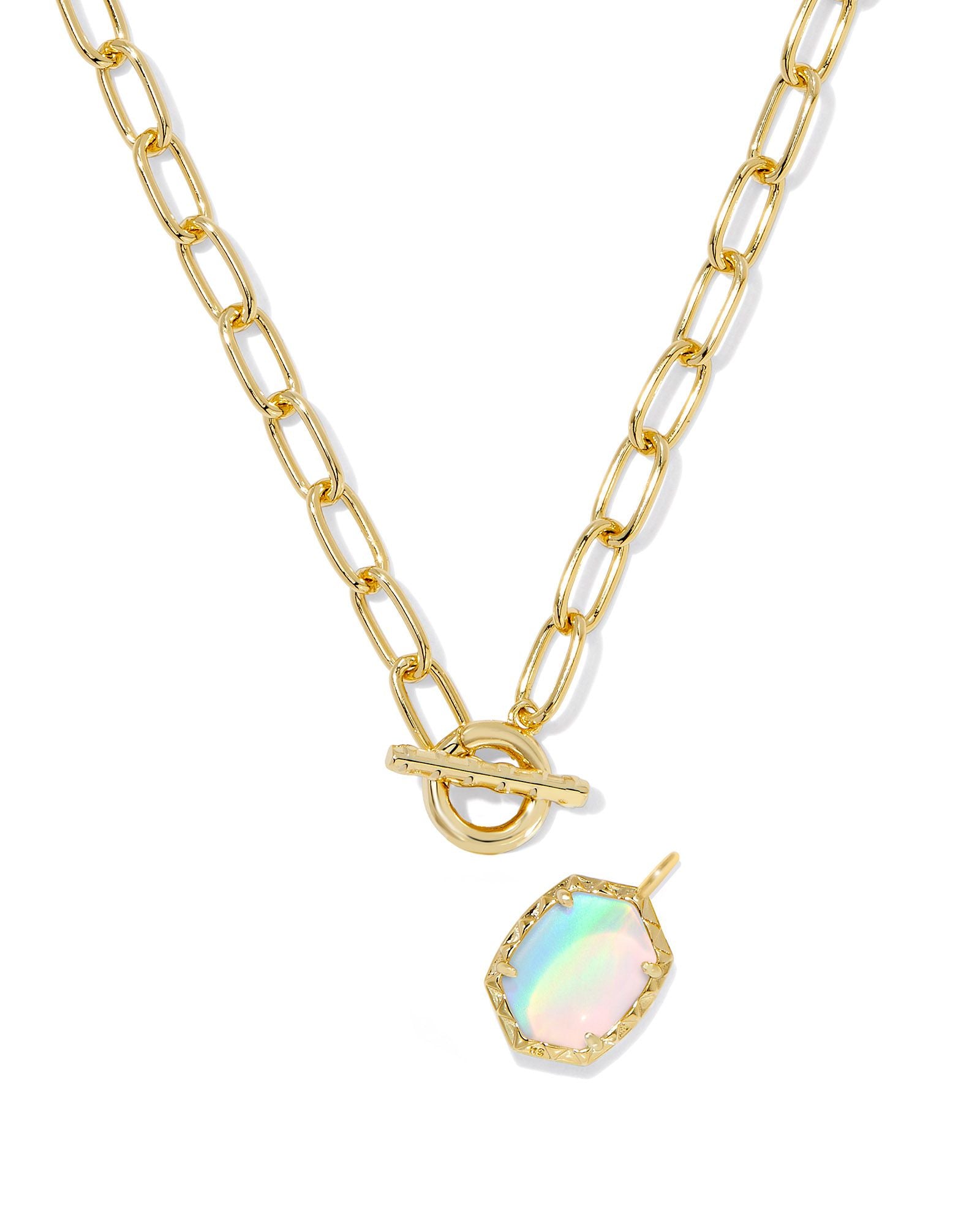Kendra Scott Daphne Link And Chain Necklace - Gold White Opalescent Resin