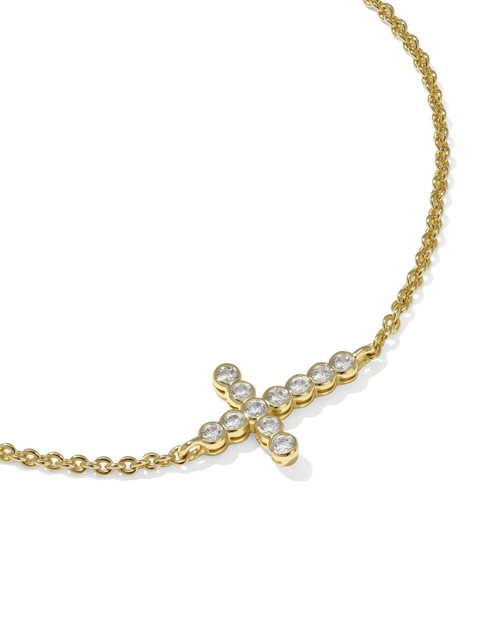 Kendra Scott Cross Crystal Delicate Chain Bracelet - Gold White CZ
