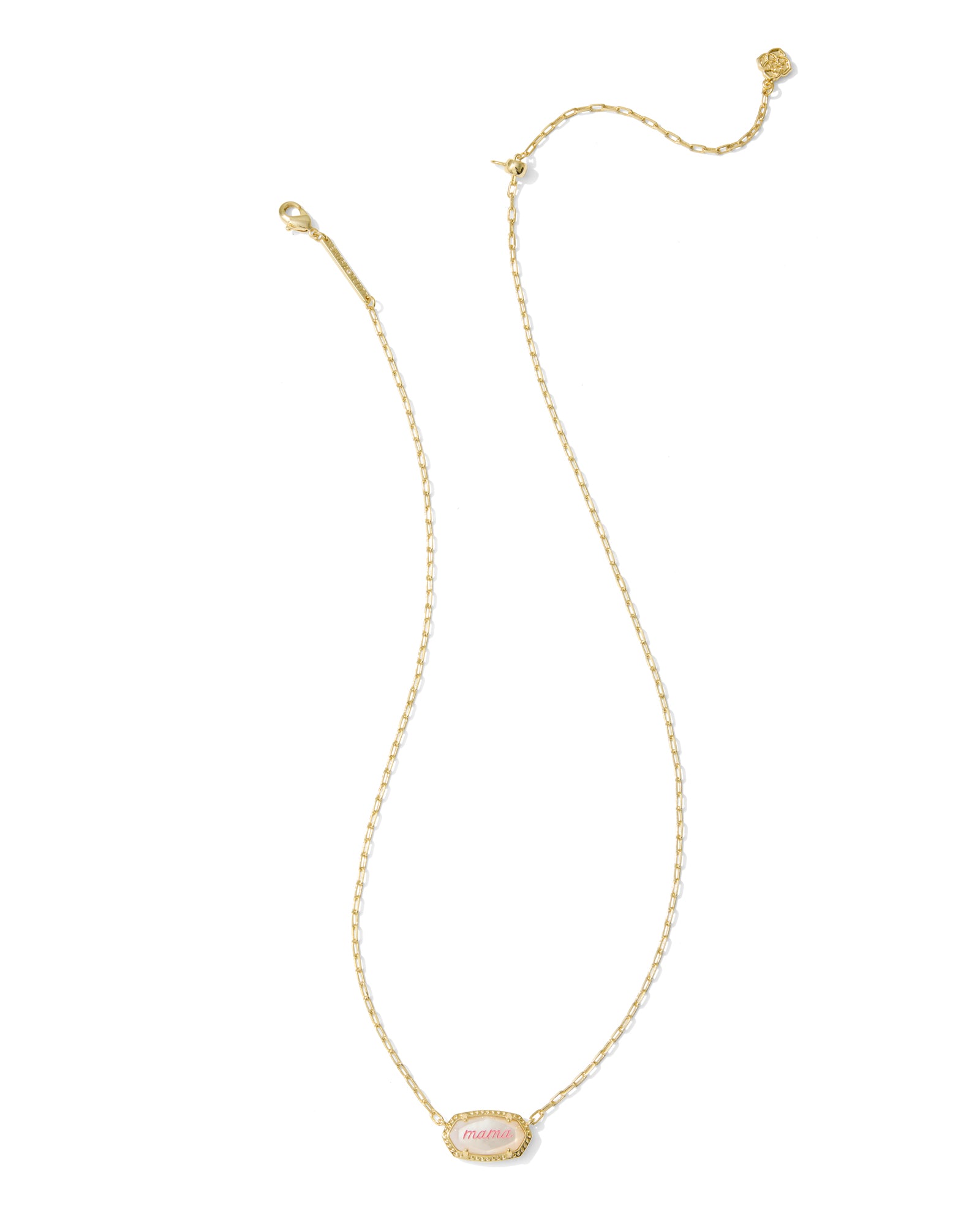 Kendra Scott Elisa Mama Script Short Pendant Necklace - Gold Ivory Mother Of Pearl Mama Script