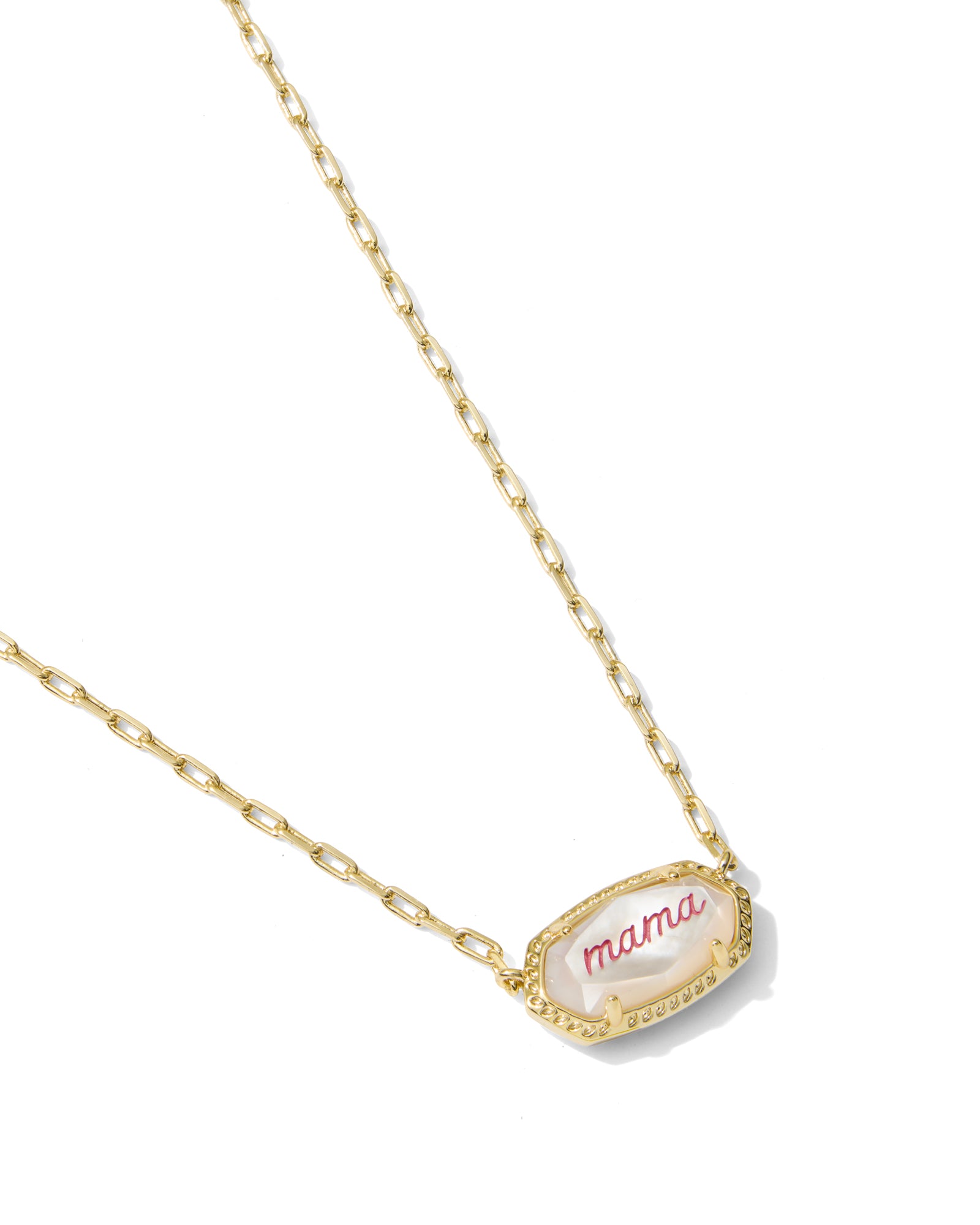 Kendra Scott Elisa Mama Script Short Pendant Necklace - Gold Ivory Mother Of Pearl Mama Script