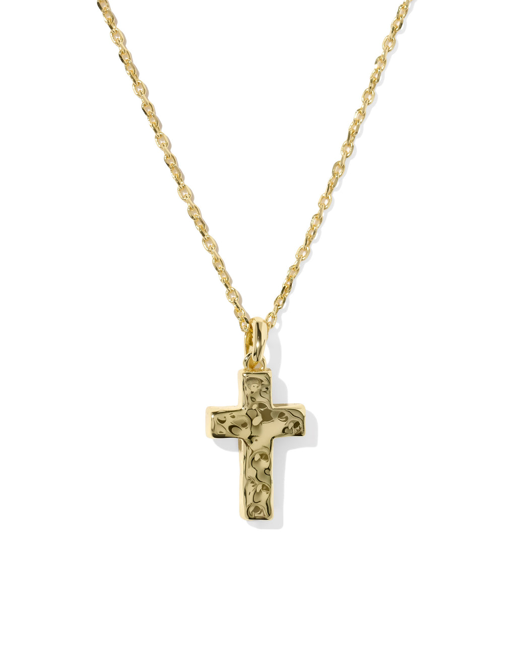 Kendra Scott Cross Pendant Necklace - Gold Matte Light Blue Dichroic Glass