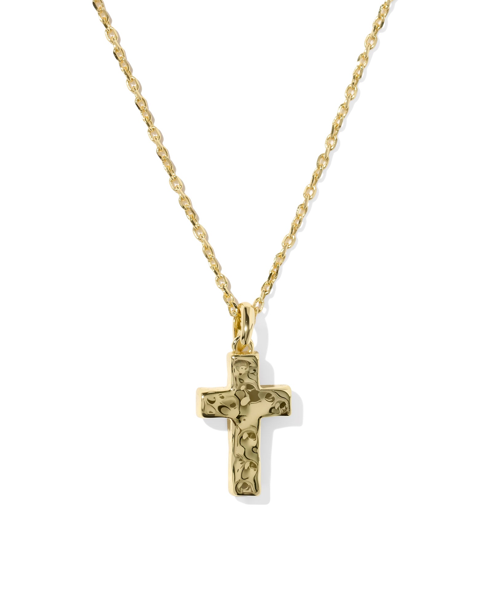 Kendra Scott Cross Pendant Necklace - Gold Matte Light Blue Dichroic Glass