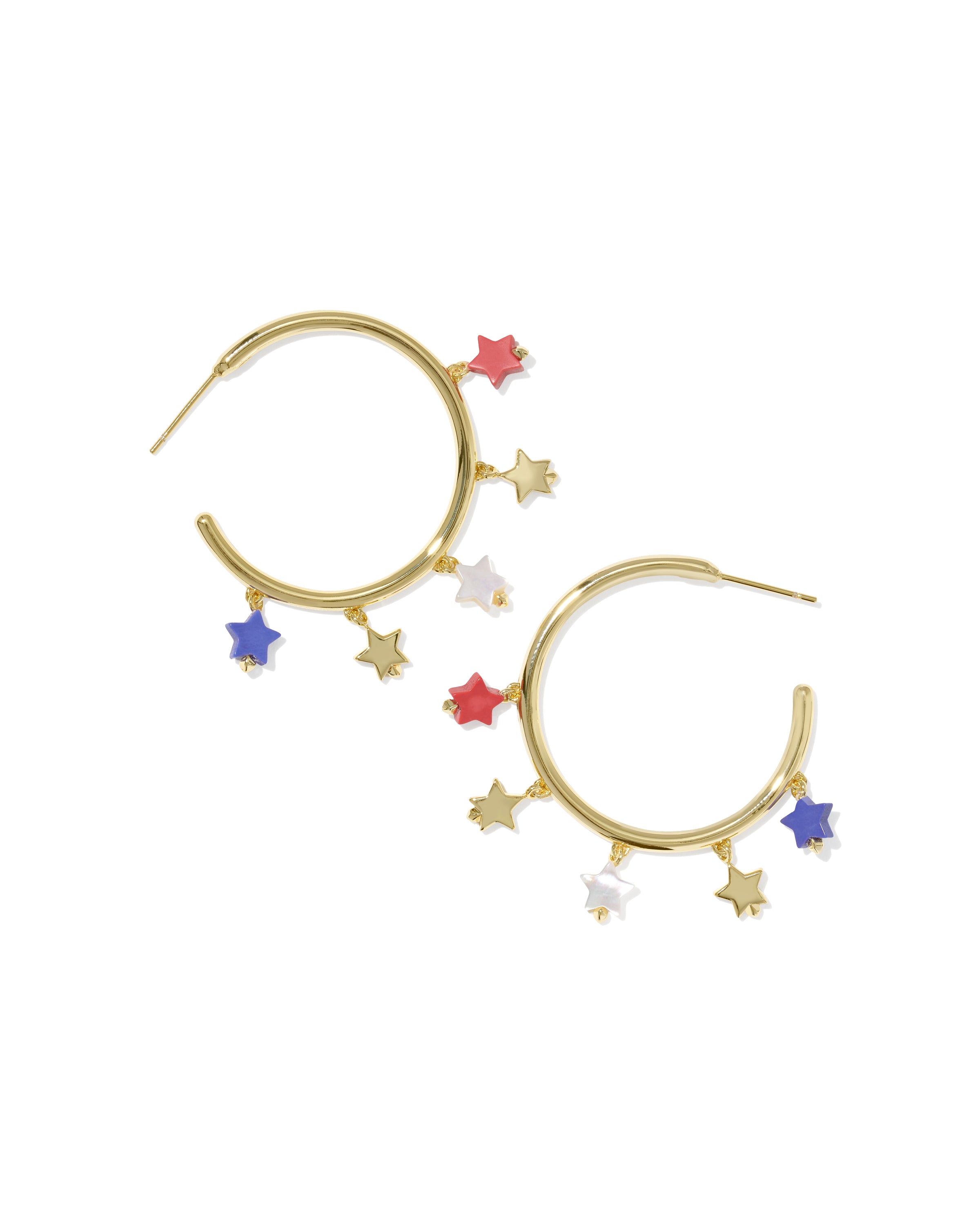 Kendra Scott Camila Hoop Earrings - Gold Red White Blue Mix