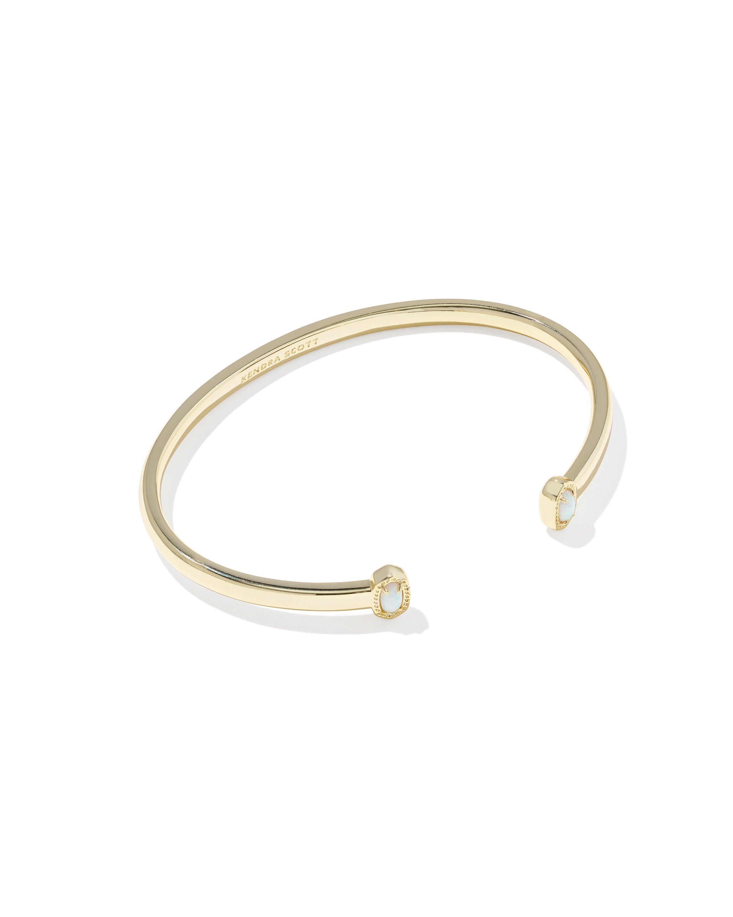 Kendra Scott Mini Elton Cuff Bracelet - Gold Bright White Lab Grown Opal S/M
