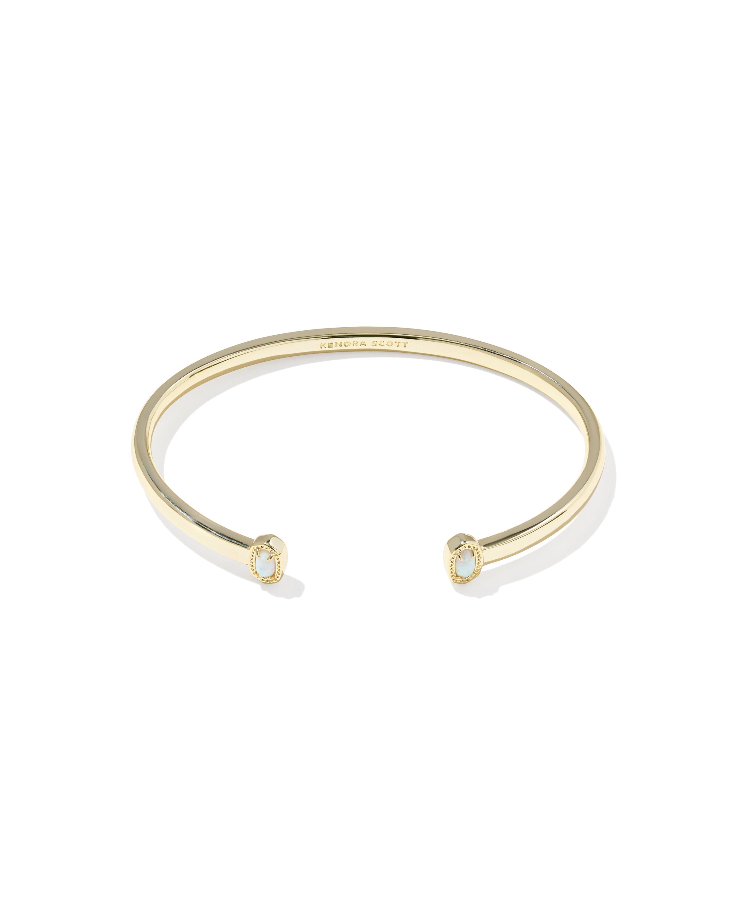 Kendra Scott Mini Elton Cuff Bracelet - Gold Bright White Lab Grown Opal S/M