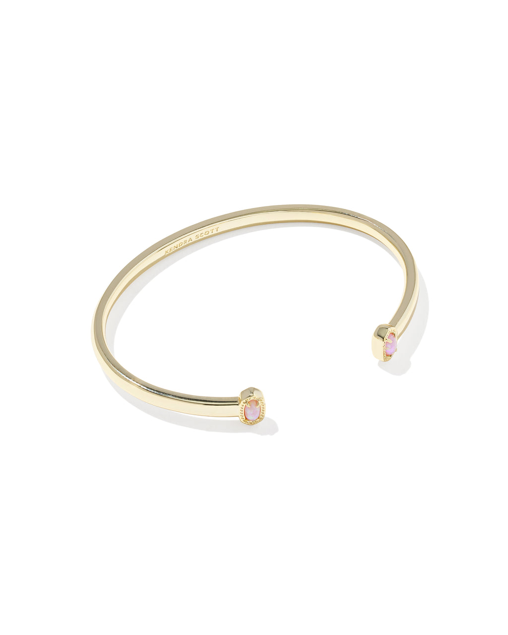 Kendra Scott Mini Elton Cuff Bracelet - Gold Light Pink Lab Grown Opal S/M
