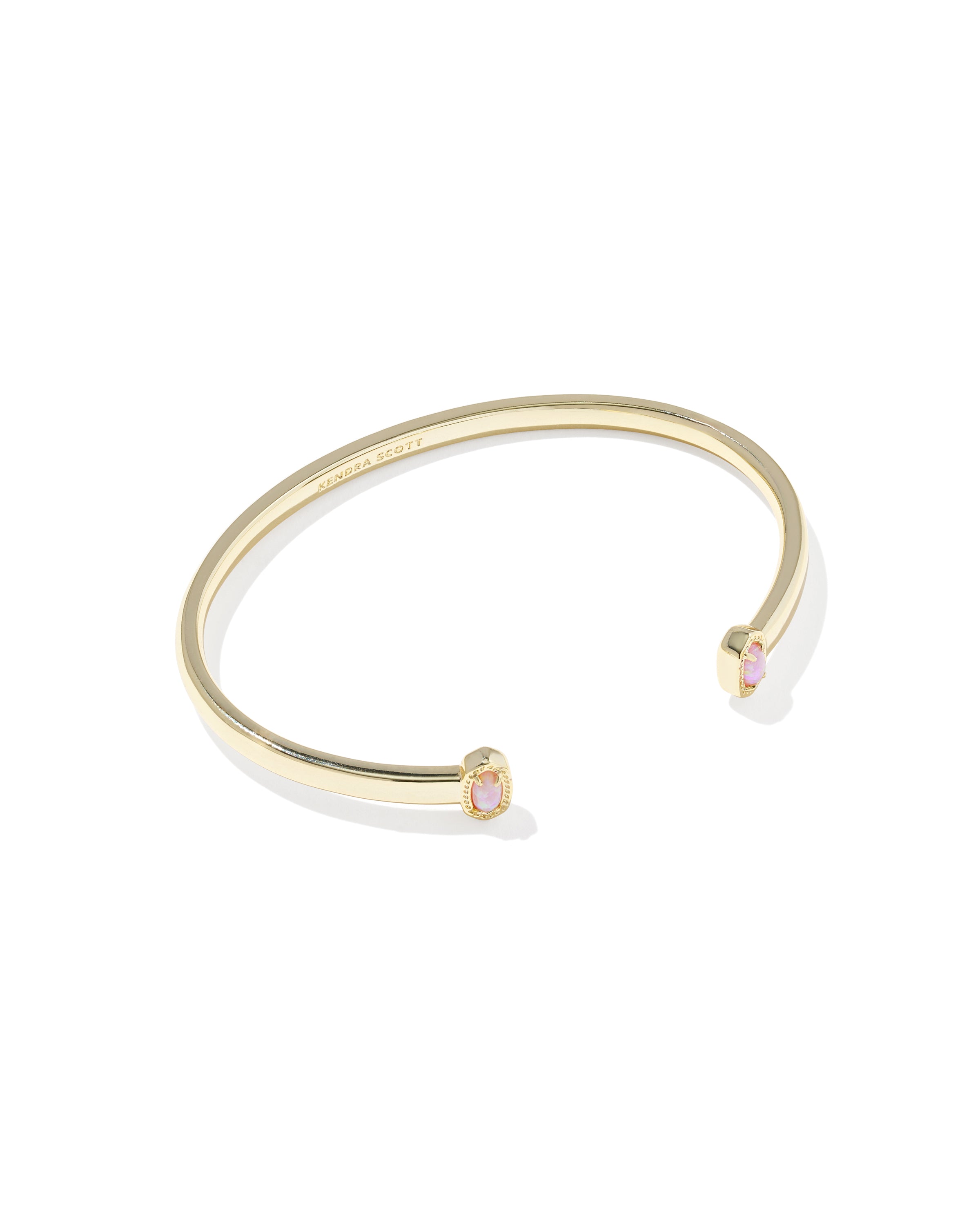 Kendra Scott Mini Elton Cuff Bracelet - Gold Light Pink Lab Grown Opal S/M