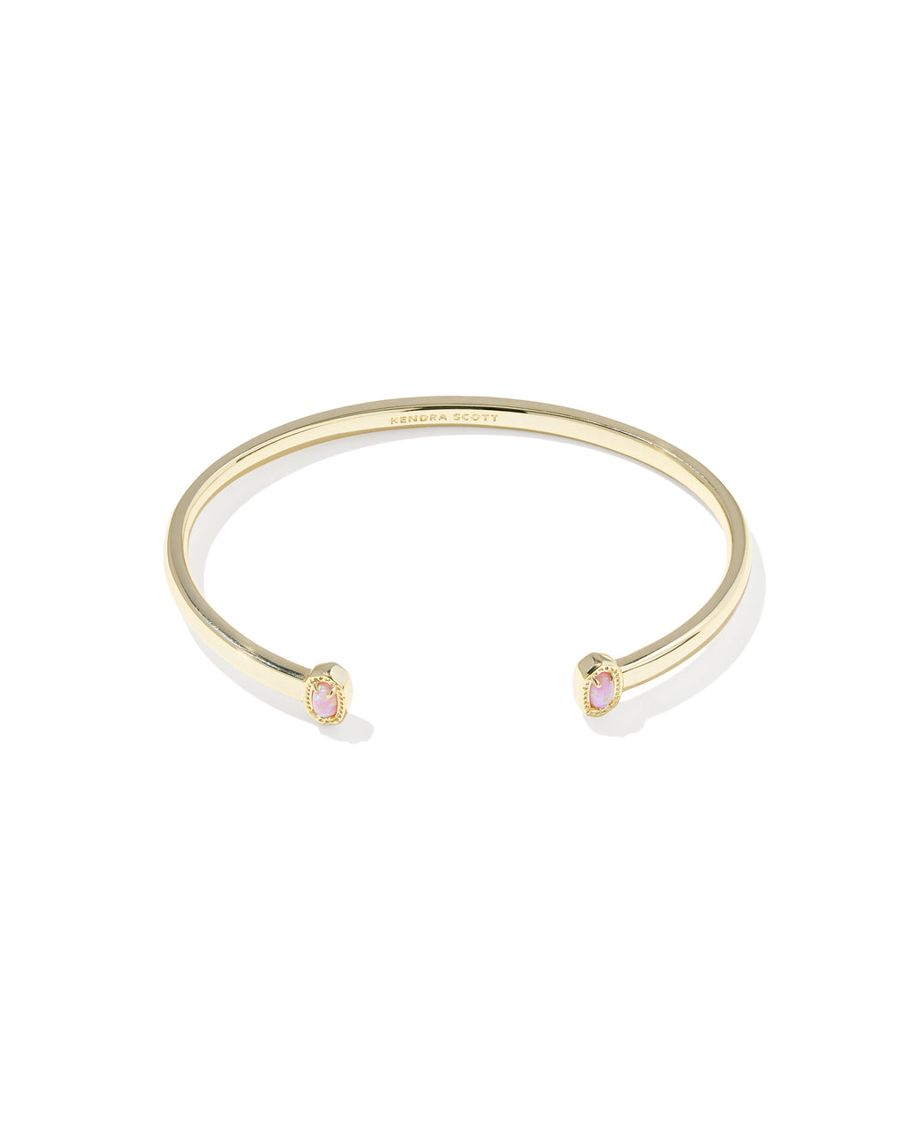 Kendra Scott Mini Elton Cuff Bracelet - Gold Light Pink Lab Grown Opal S/M