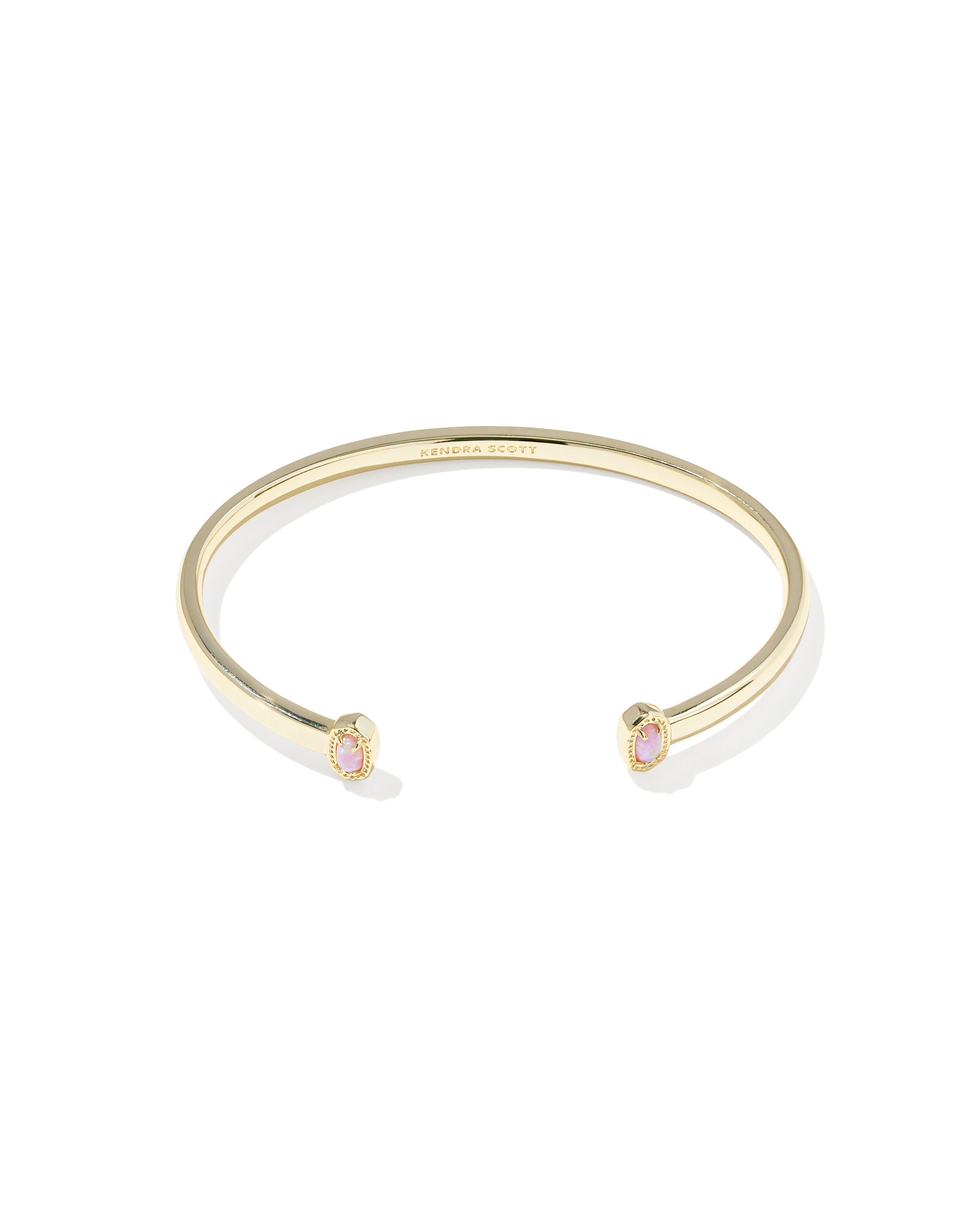 Kendra Scott Mini Elton Cuff Bracelet - Gold Light Pink Lab Grown Opal S/M