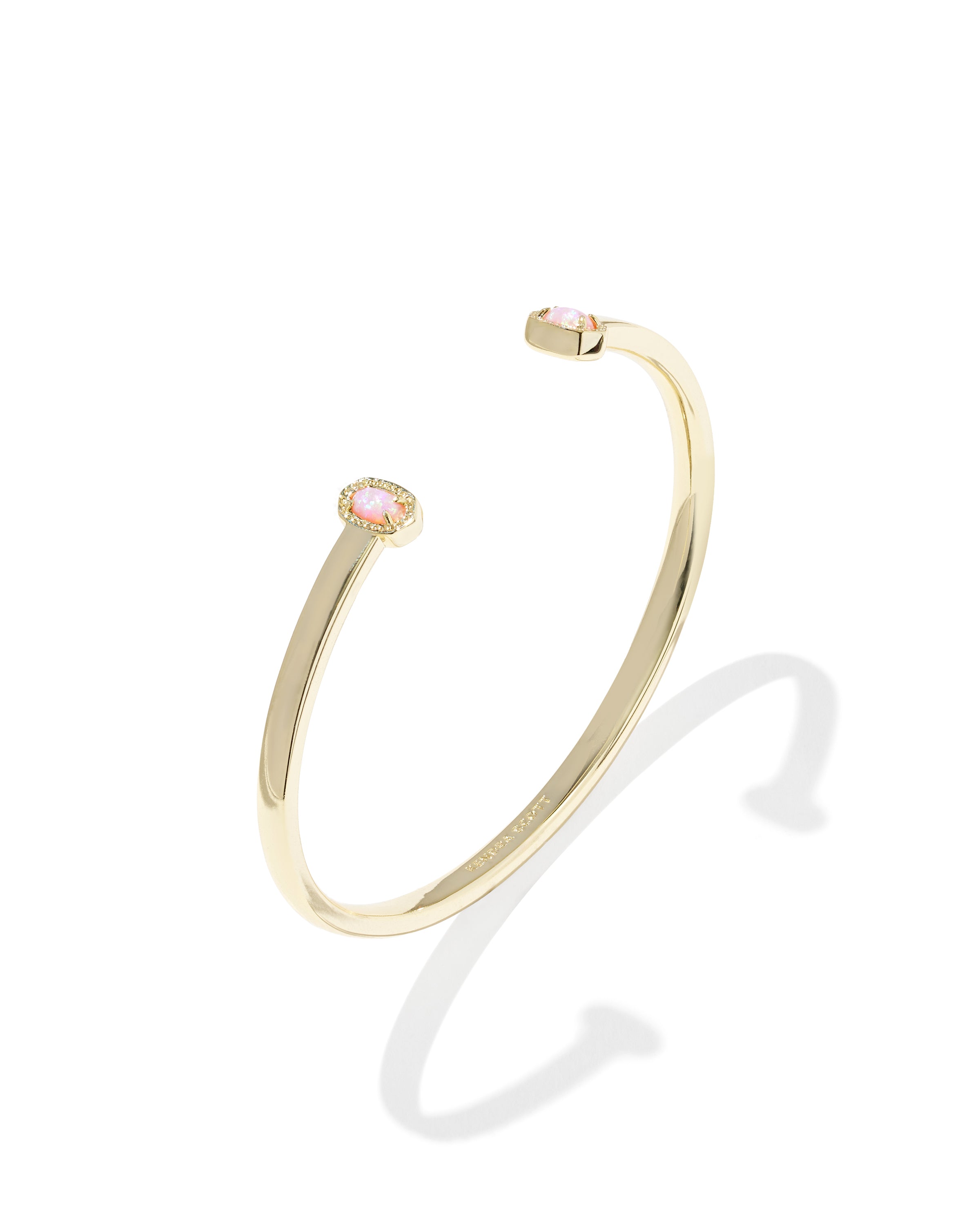 Kendra Scott Mini Elton Cuff Bracelet - Gold Light Pink Lab Grown Opal S/M