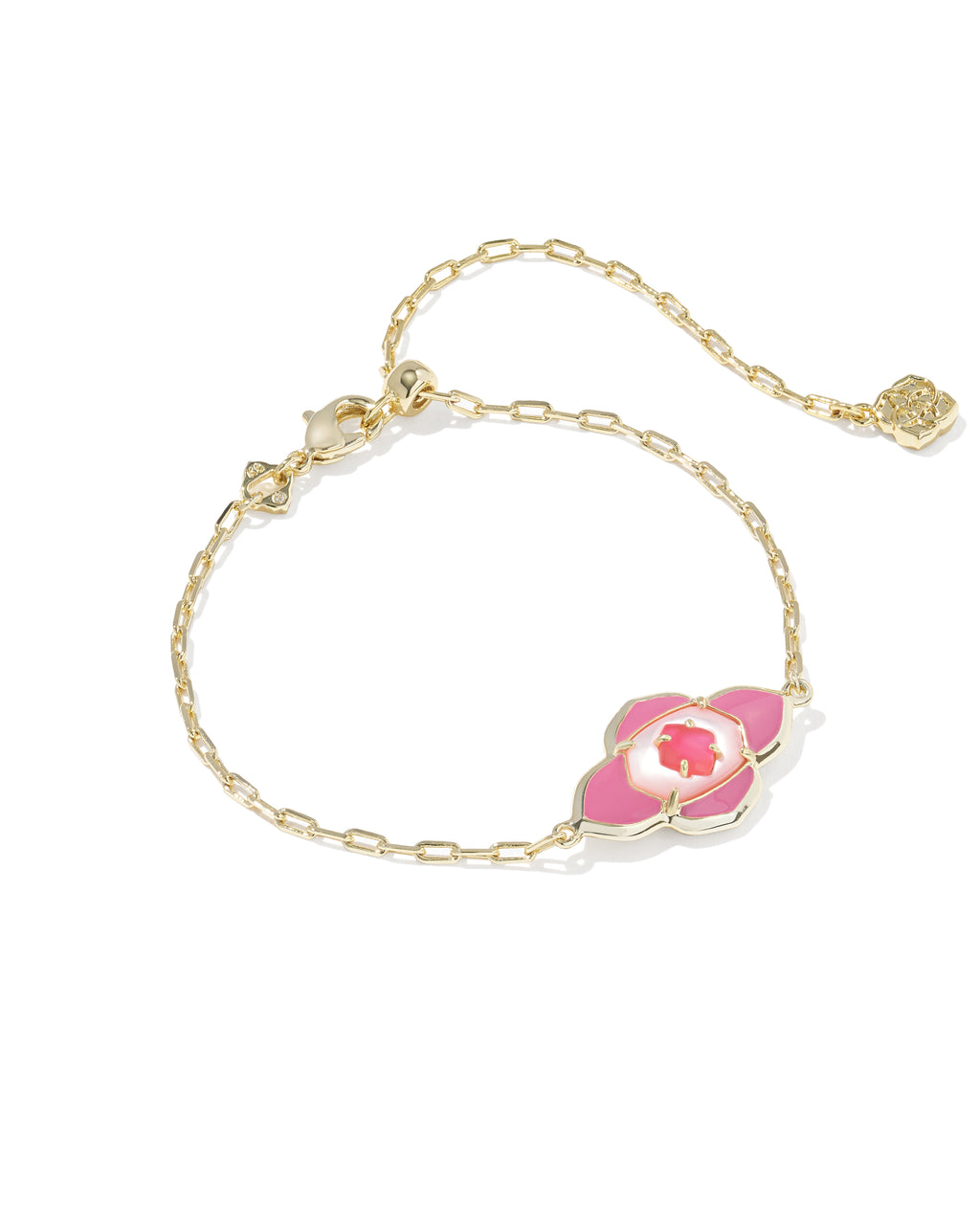 Kendra Scott Abbie Medallion Delicate Chain Bracelet - Gold Hot Pink Mix