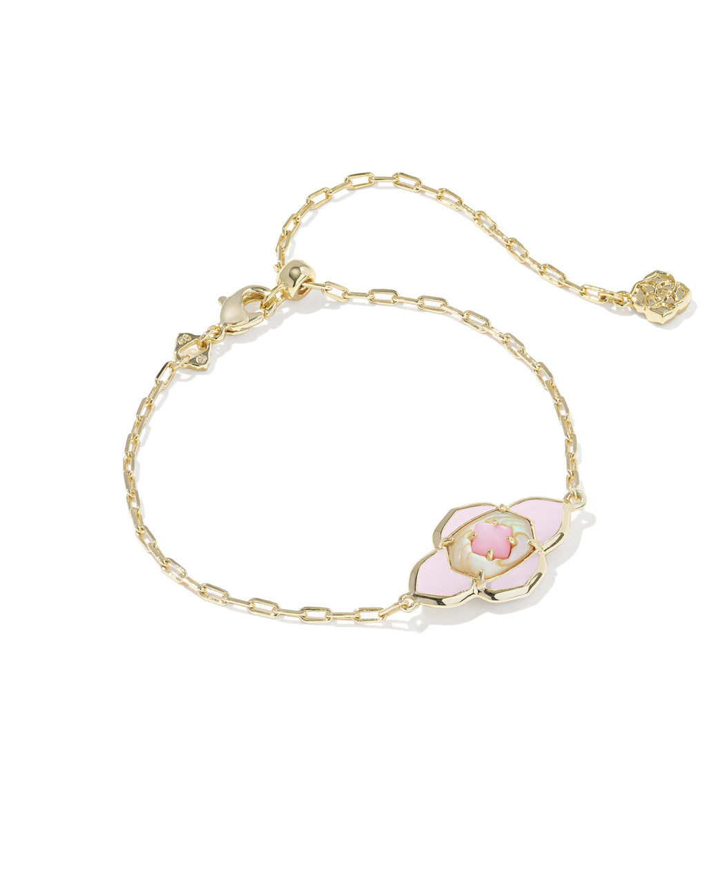 Kendra Scott Abbie Medallion Delicate Chain Bracelet - Gold Pink Mix