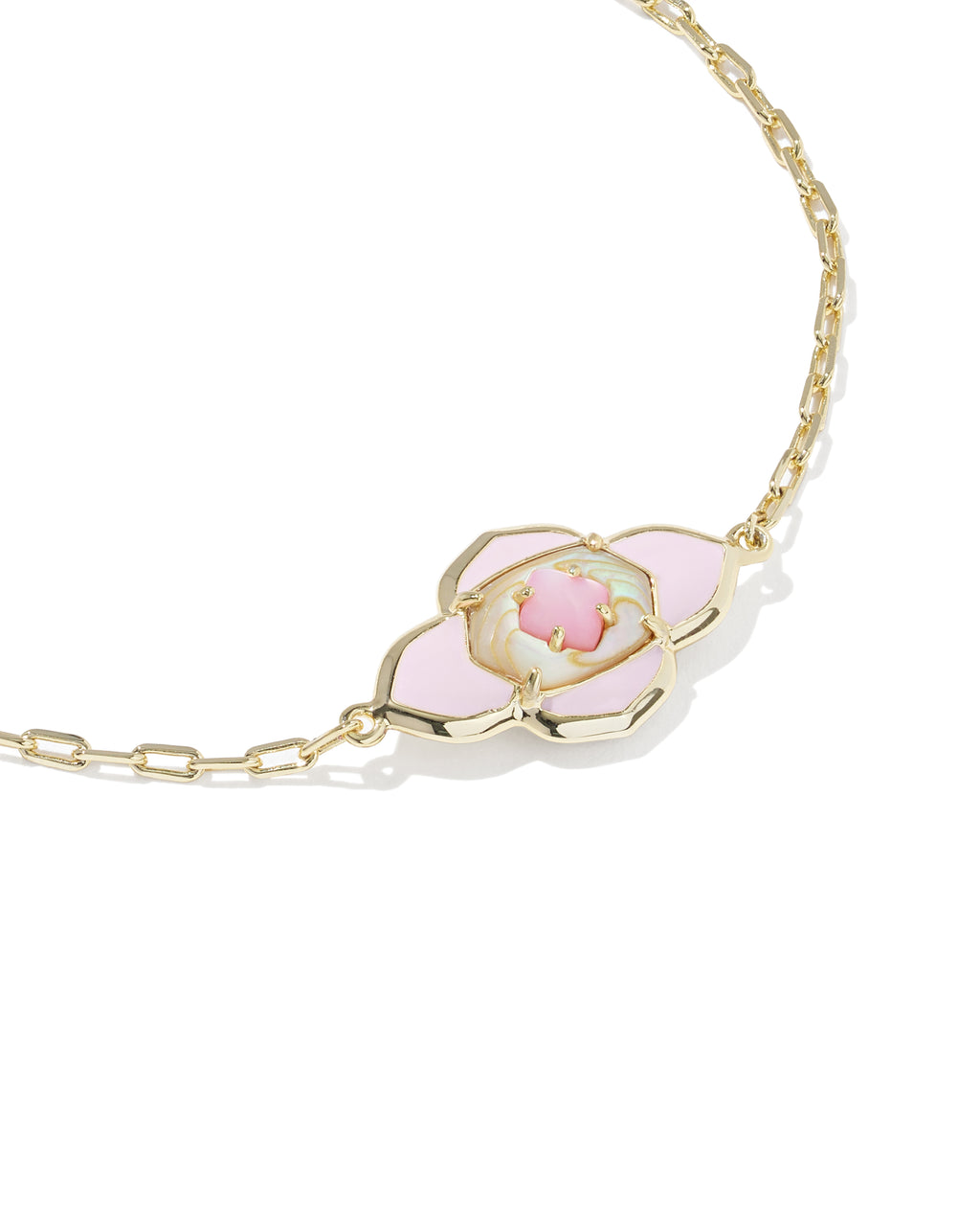 Kendra Scott Abbie Medallion Delicate Chain Bracelet - Gold Pink Mix