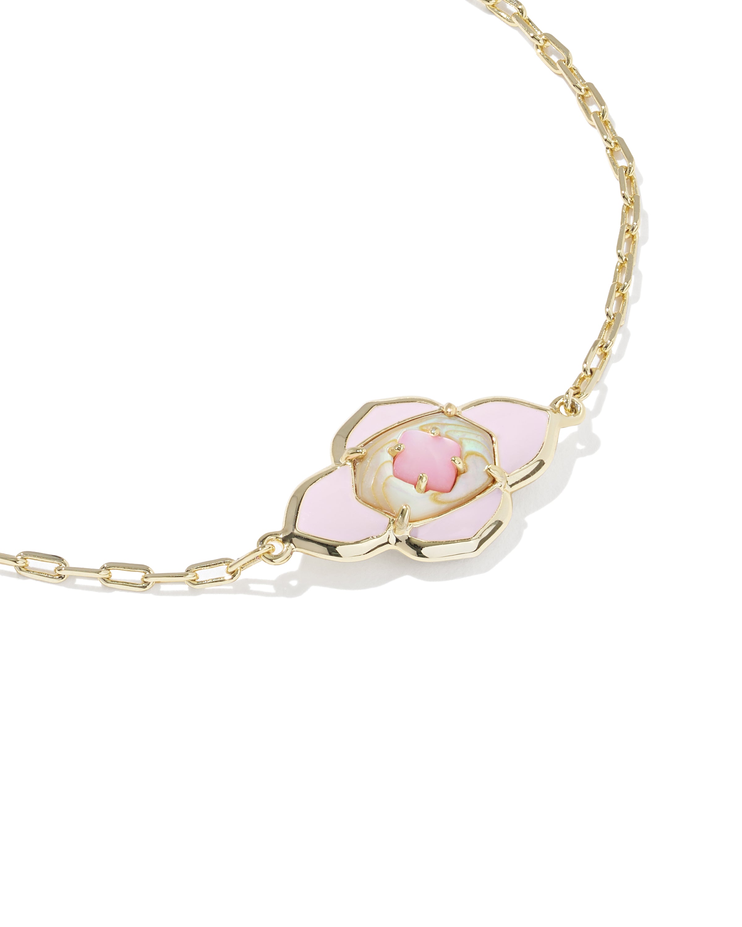 Kendra Scott Abbie Medallion Delicate Chain Bracelet - Gold Pink Mix