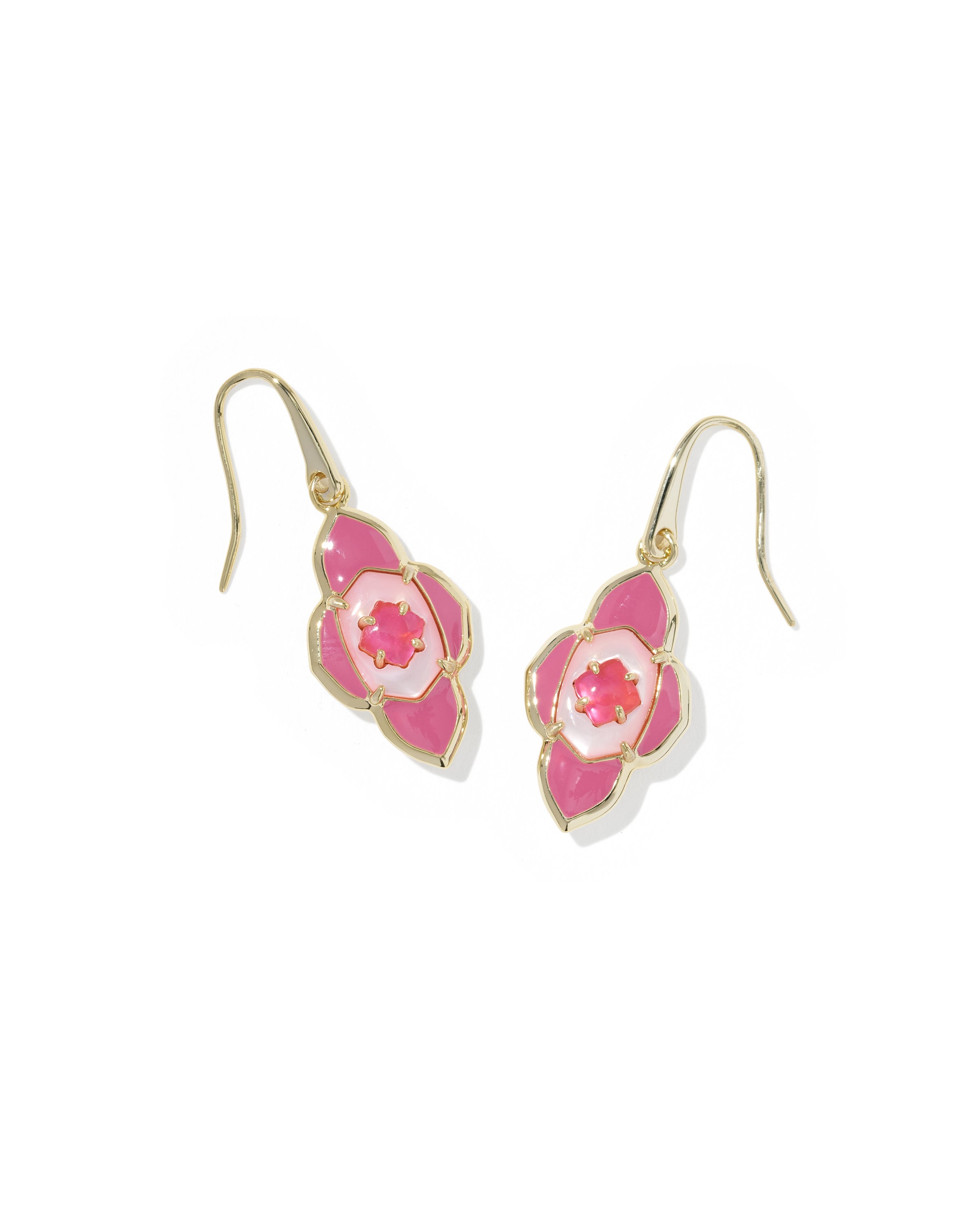 Kendra Scott Abbie Medallion Small Drop Earrings - Gold Hot Pink Mix