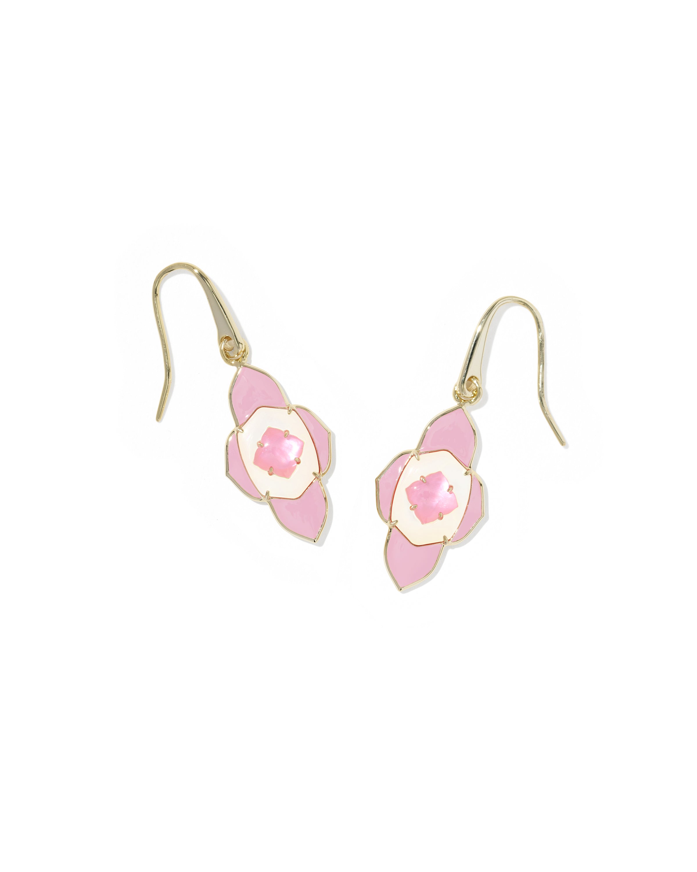 Kendra Scott Abbie Medallion Small Drop Earrings - Gold Pink Mix