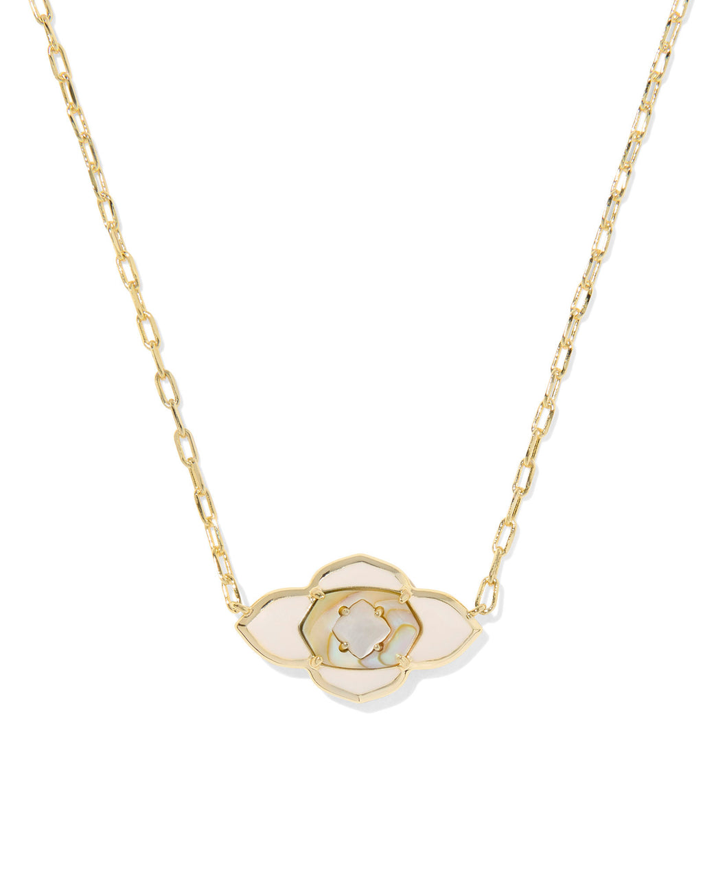 Kendra Scott Abbie Medallion Short Pendant Necklace - Gold Neutral Mix