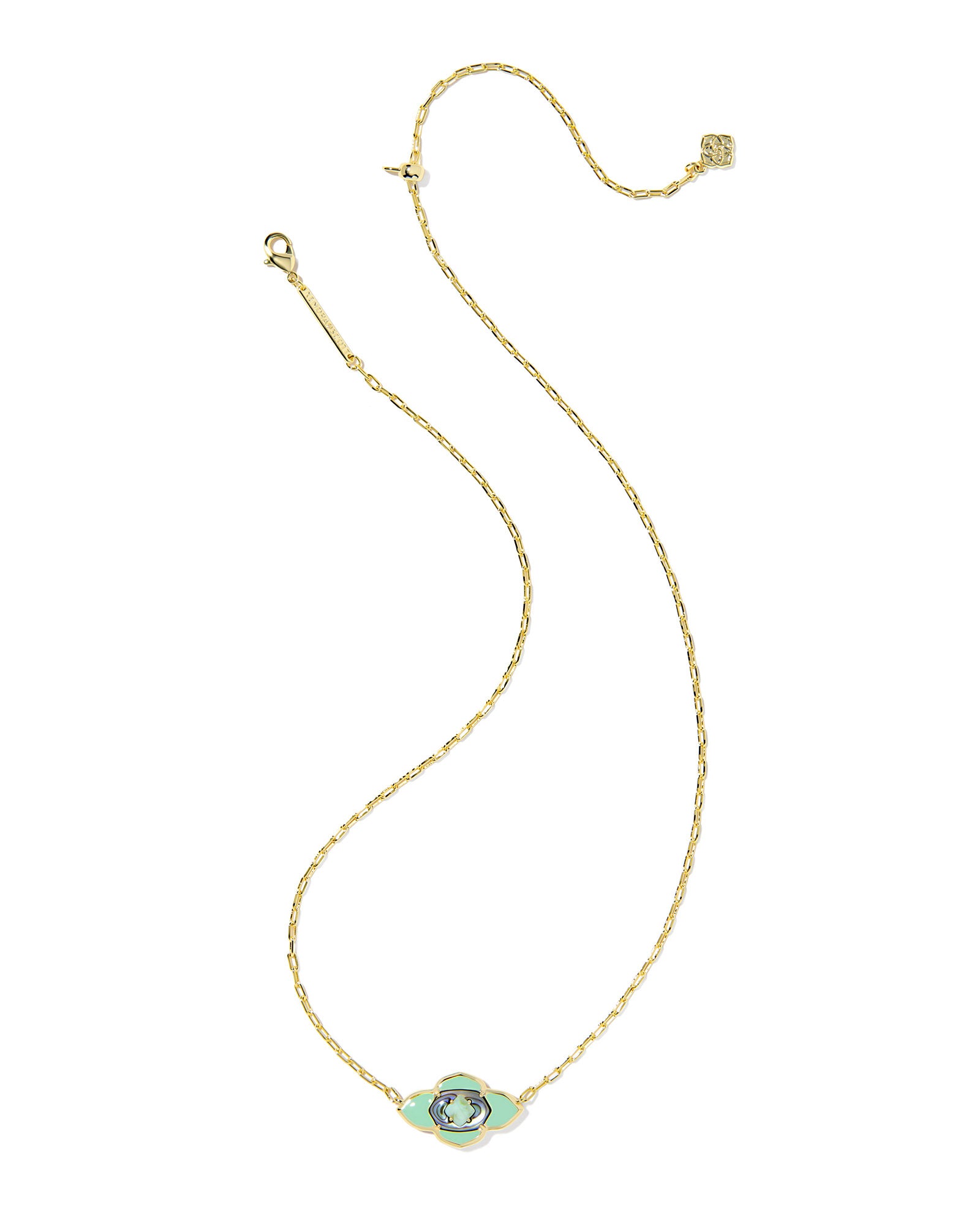 Kendra Scott Abbie Medallion Short Pendant Necklace - Gold Abalone Sea Green Mix