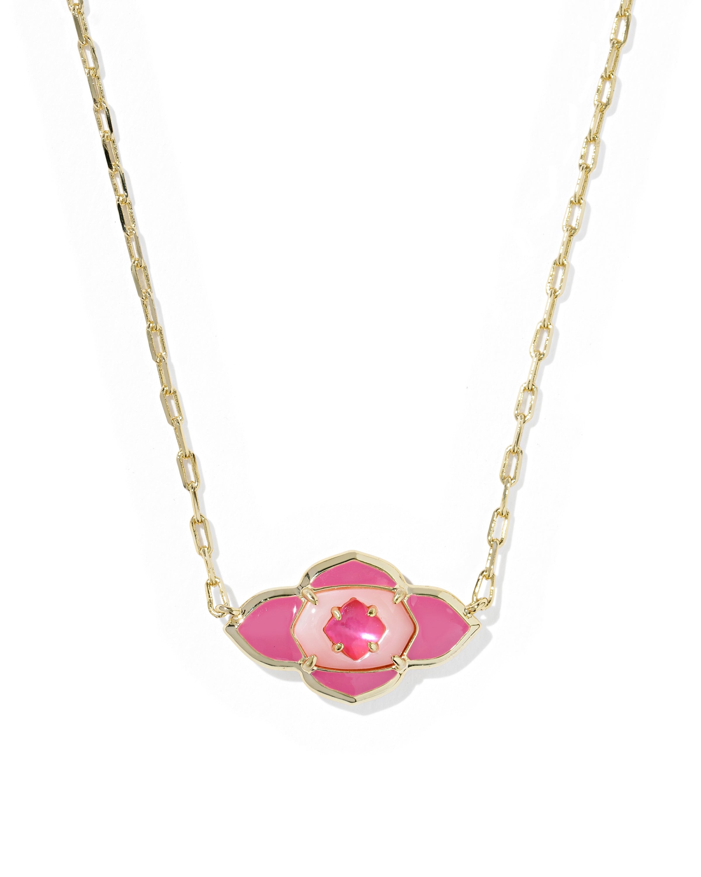 Kendra Scott Abbie Medallion Short Pendant Necklace - Gold Hot Pink Mix