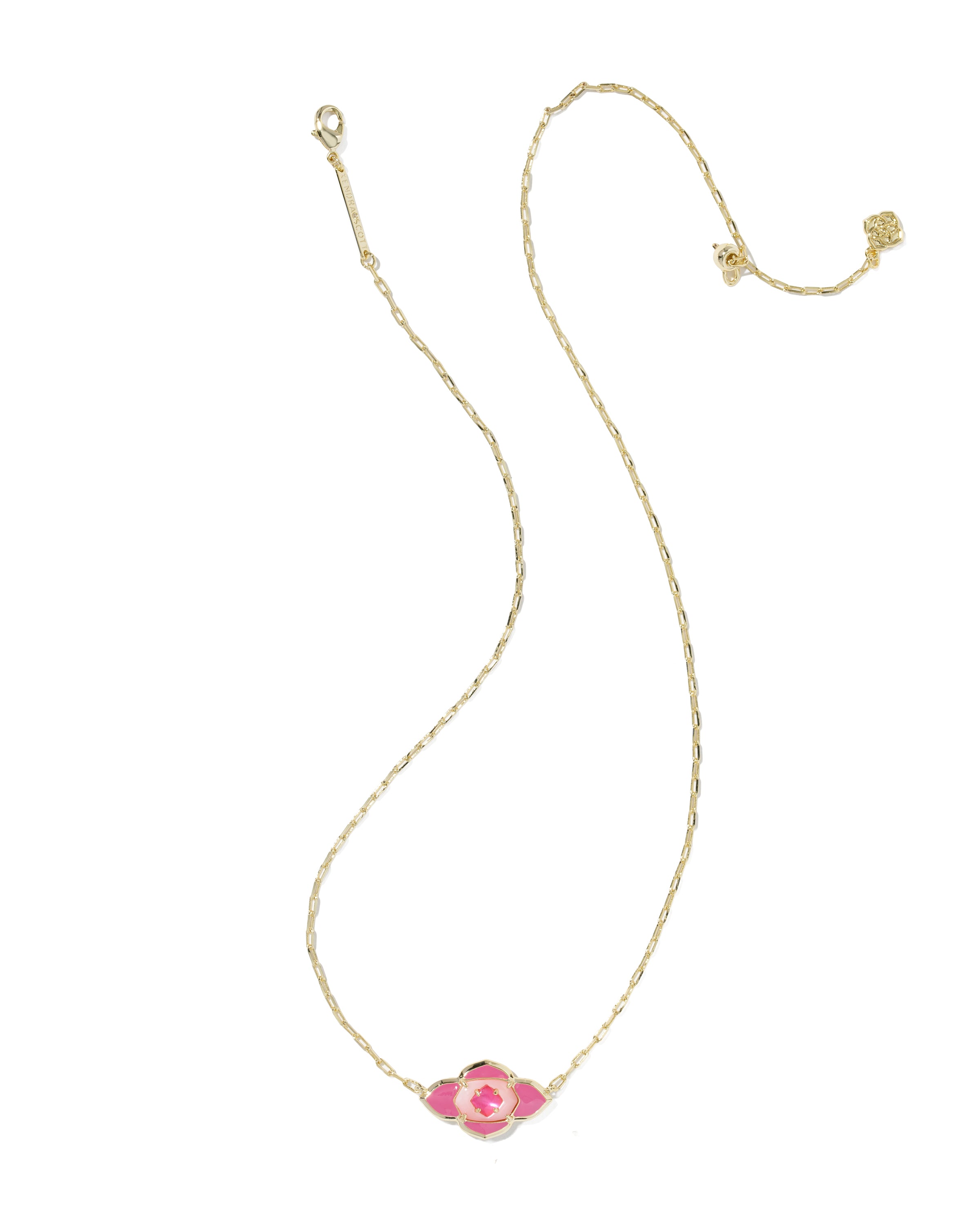 Kendra Scott Abbie Medallion Short Pendant Necklace - Gold Hot Pink Mix