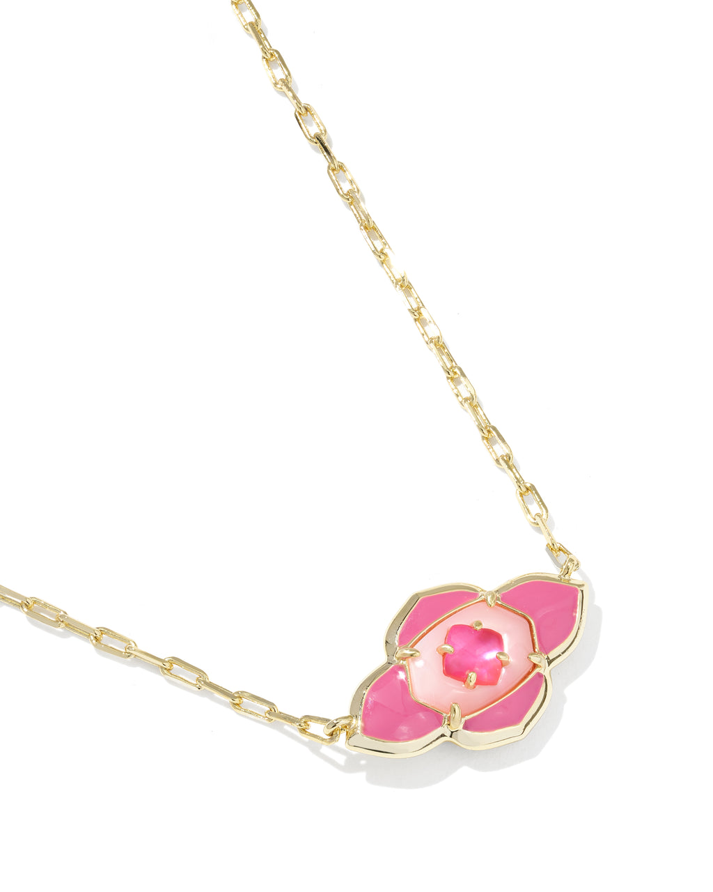 Kendra Scott Abbie Medallion Short Pendant Necklace - Gold Hot Pink Mix