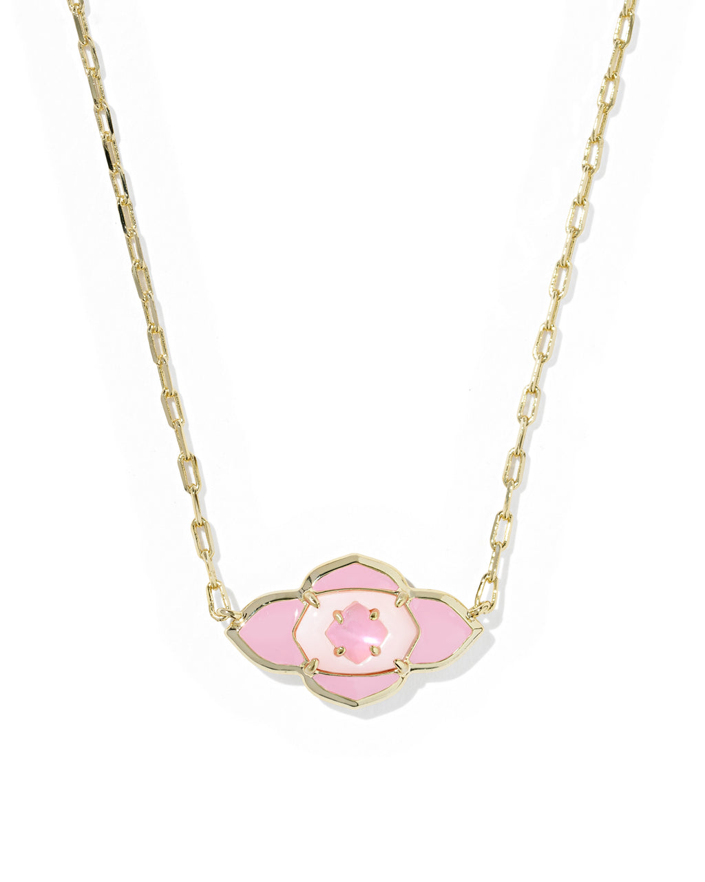 Kendra Scott Abbie Medallion Short Pendant Necklace - Gold Pink Mix