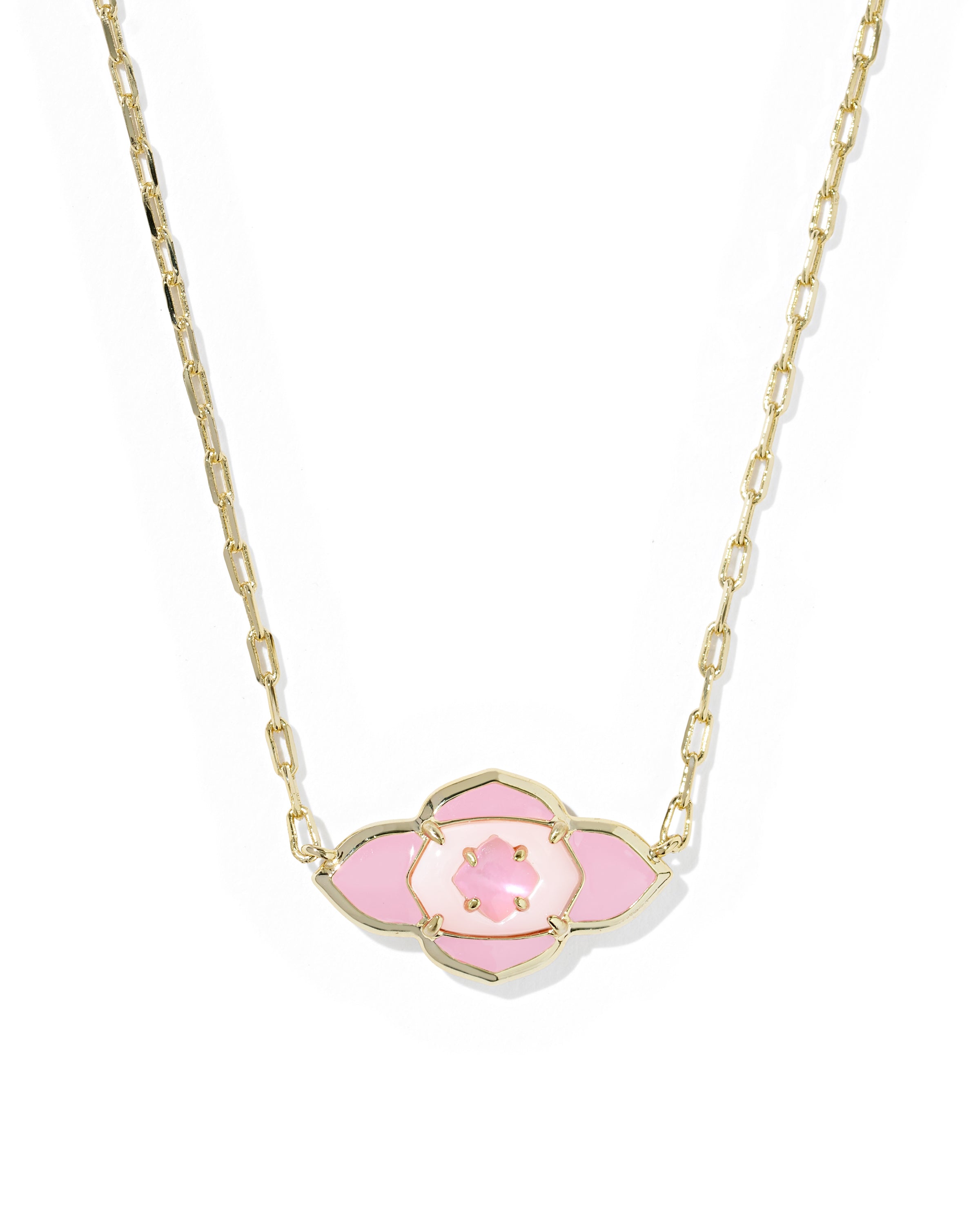 Kendra Scott Abbie Medallion Short Pendant Necklace - Gold Pink Mix